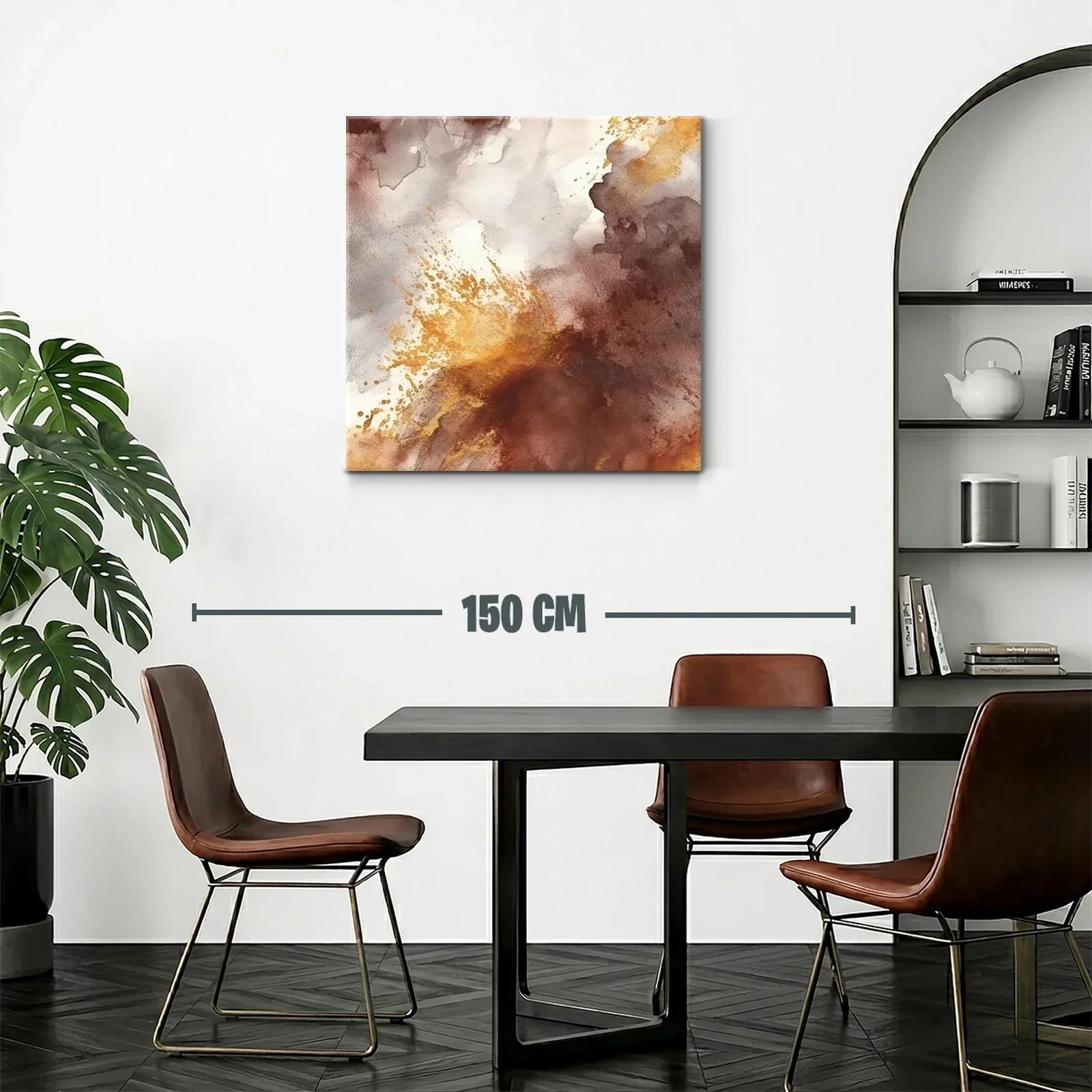 Cuadro abstracto en tonos tierra y dorados cálidos — miniatura 2