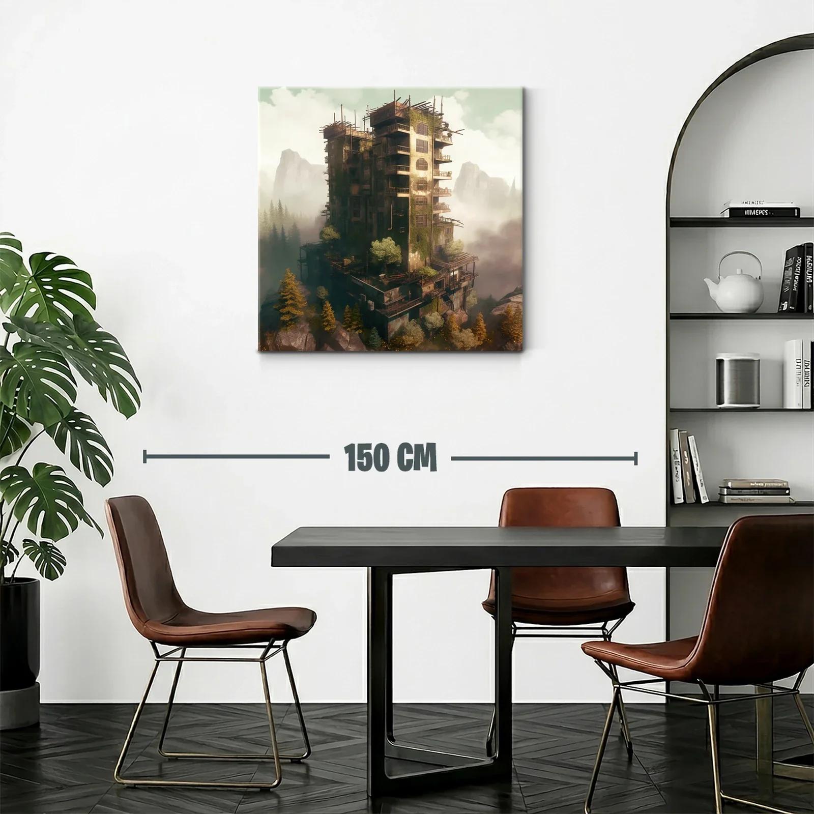 Edificio abandonado entre naturaleza y niebla misteriosa — miniatura 2
