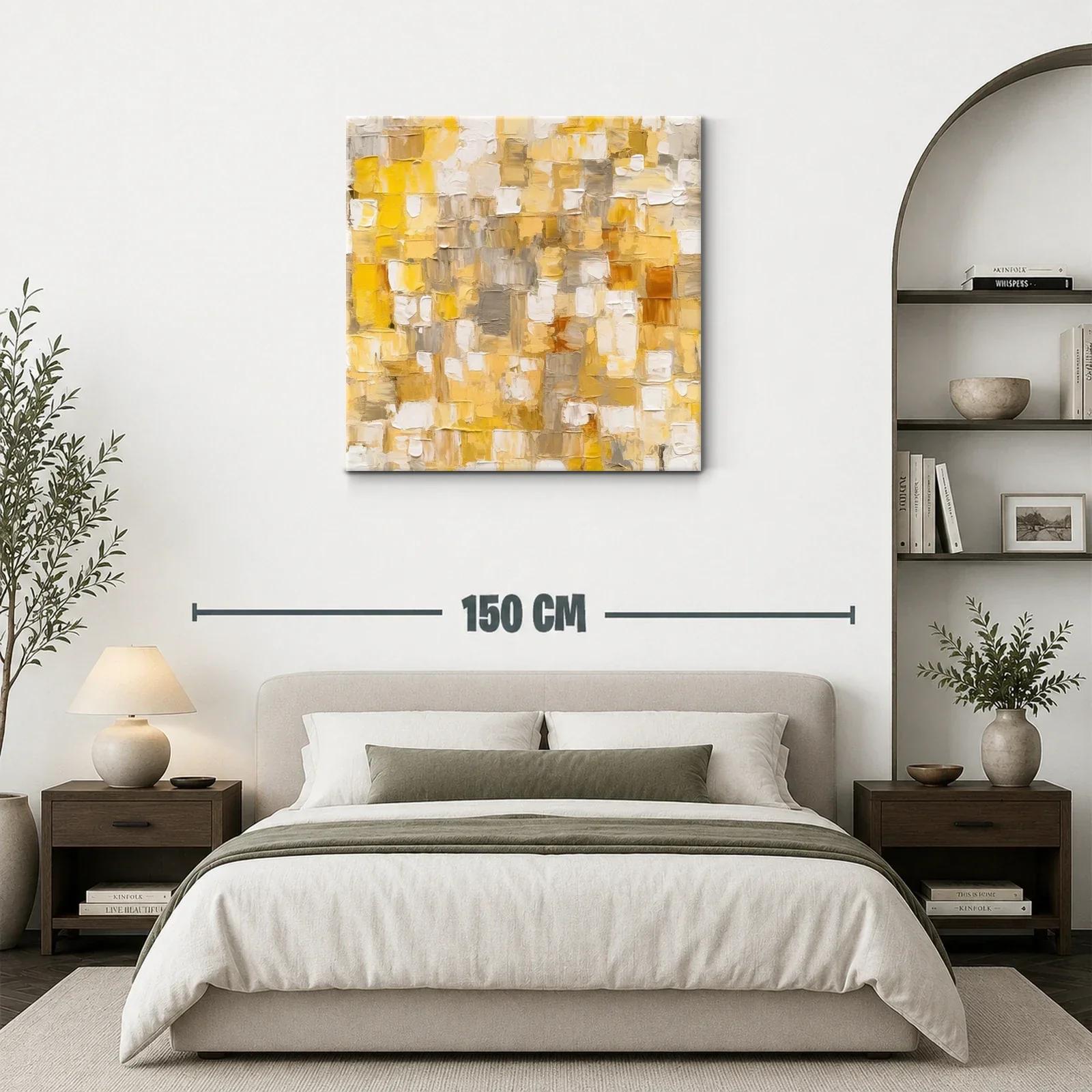 Cuadro abstracto en tonos amarillos y beige cálidos — miniatura 3
