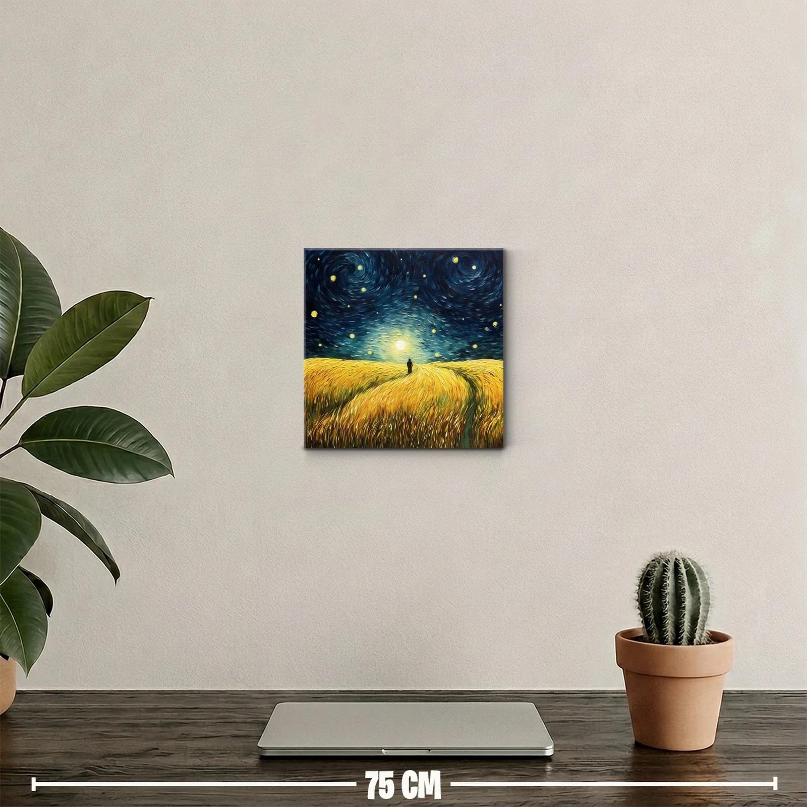 Paisaje nocturno con trigo bajo cielo estrellado — miniatura 2