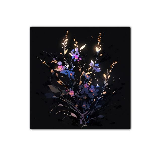 Bouquet delicado con flores en tonos morados y dorados