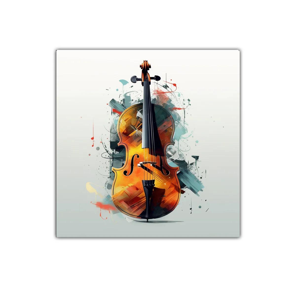 Cuadro con violín vibrante y toque moderno artístico — imagen principal
