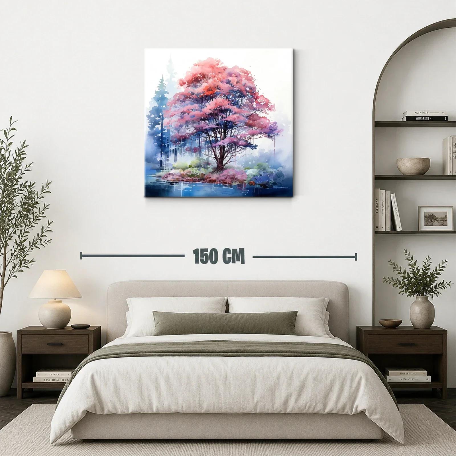 Árbol en tonos rosas y azules con paisaje onírico — miniatura 3