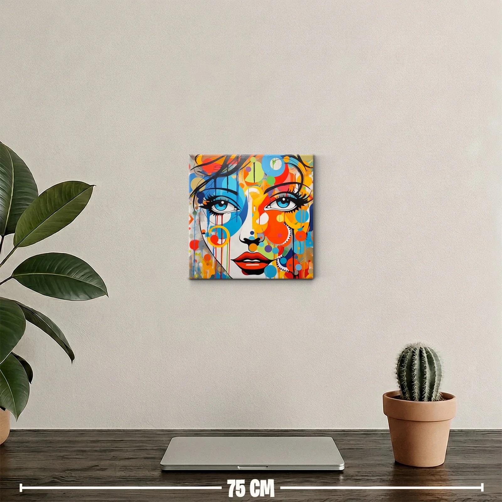 Rostro femenino vibrante con colores intensos y formas abstractas — miniatura 2
