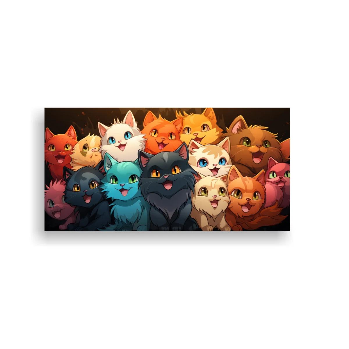 Cuadro grupo de gatos de colores con miradas alegres — imagen principal