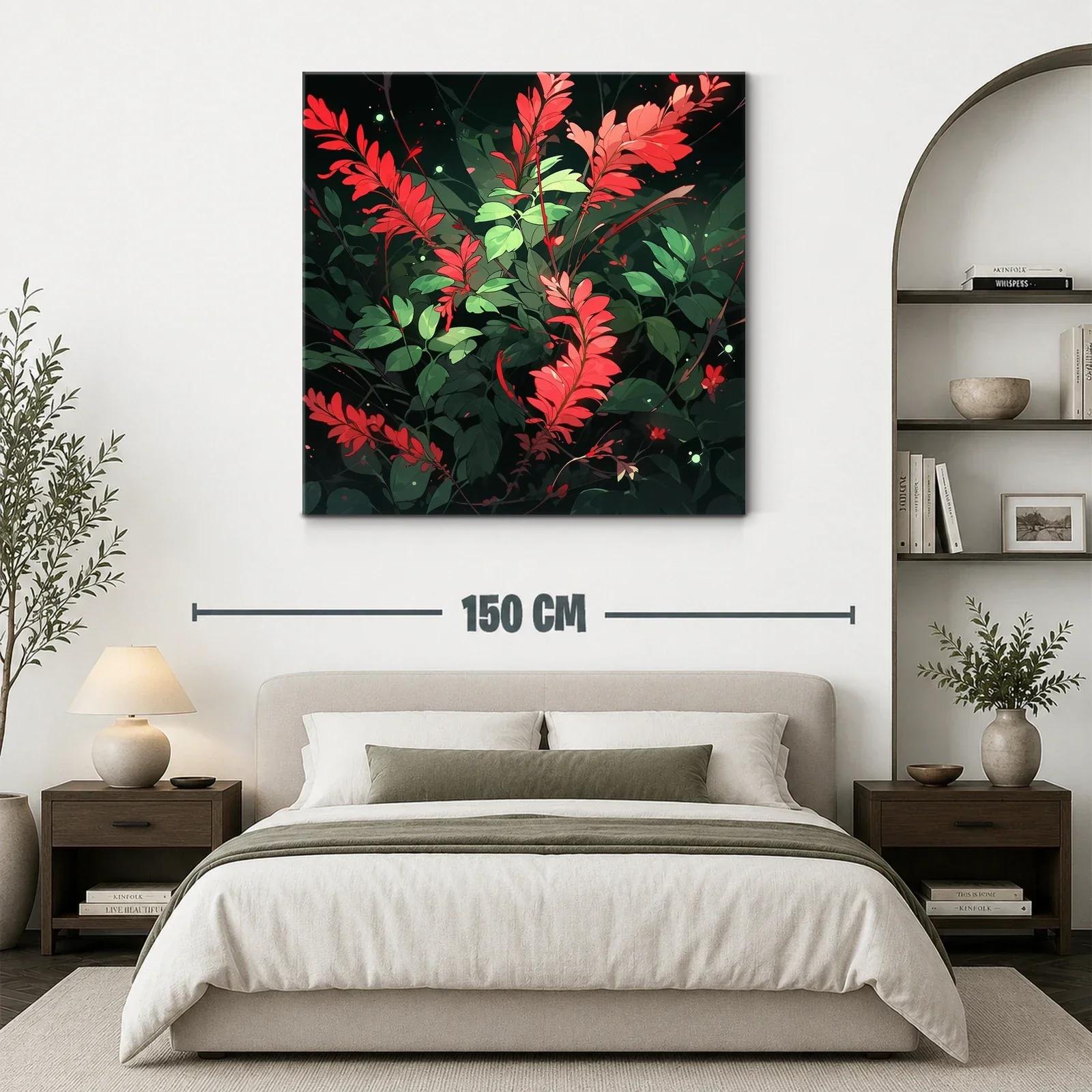 Exuberante composición floral con hojas rojas y verdes vibrantes — miniatura 3