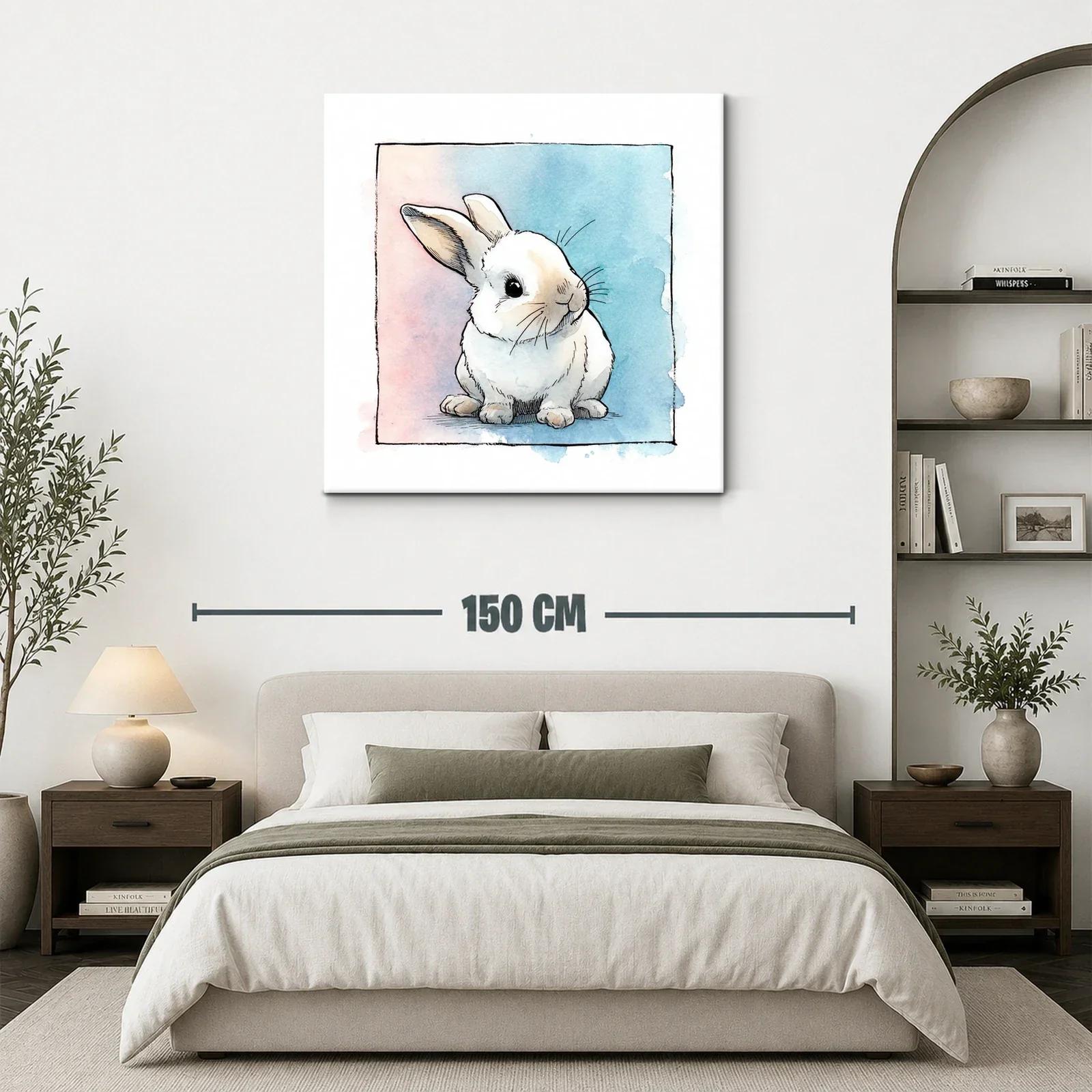 Dulce ilustración de conejo tierno en acuarela suave — miniatura 3