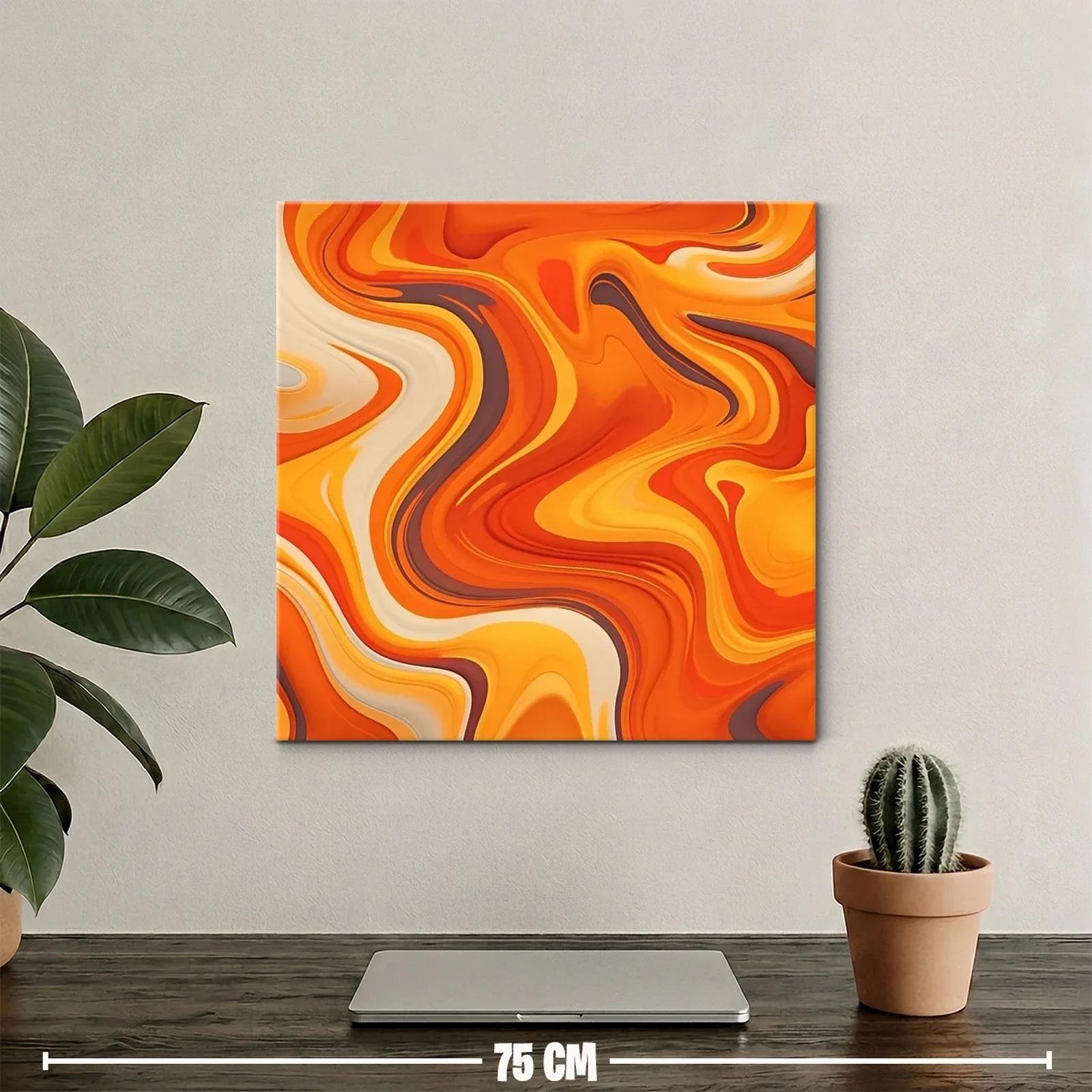 Cuadro abstracto con vibrantes tonos cálidos y formas fluidas — miniatura 2