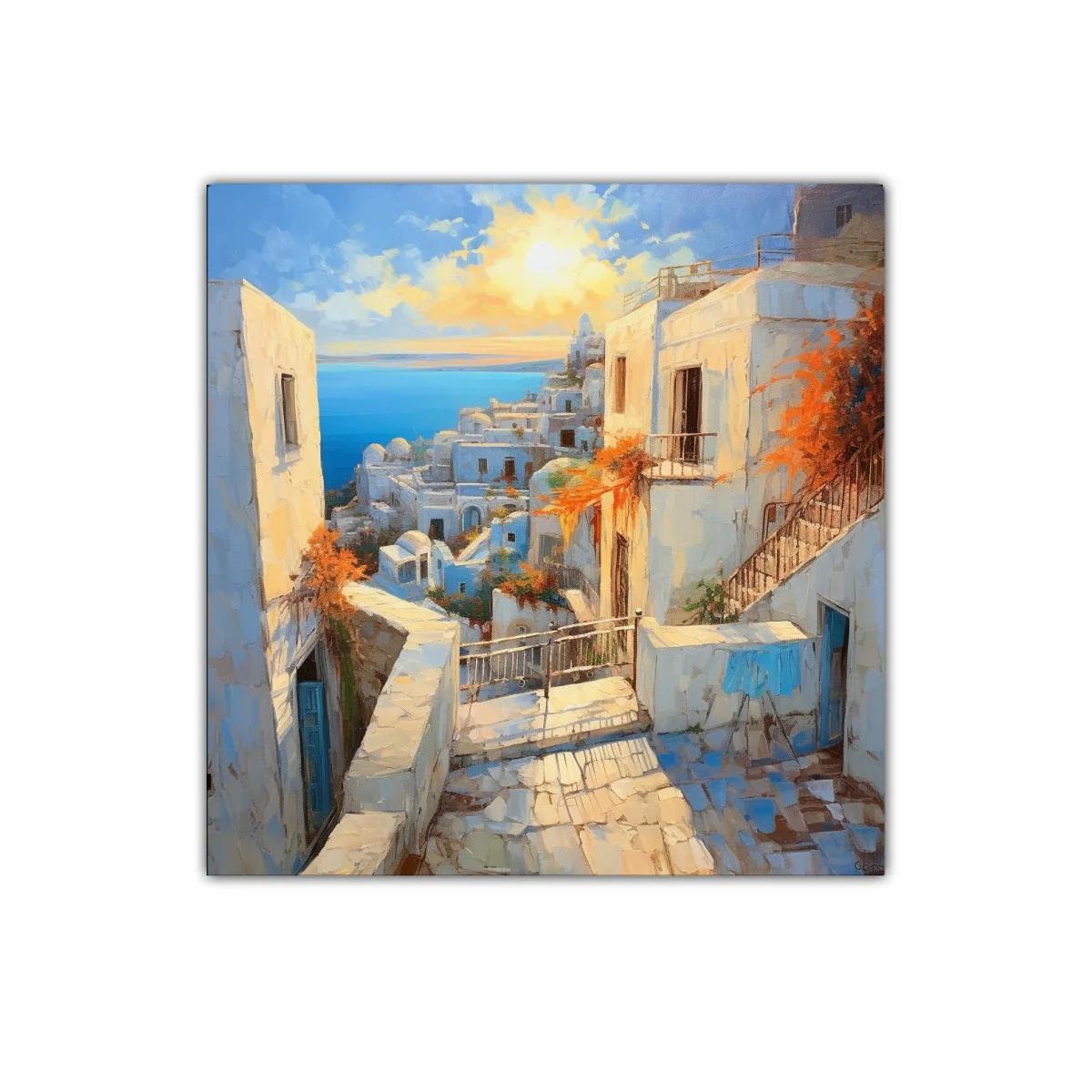 Pintoresco atardecer en pueblo costero mediterráneo — imagen principal