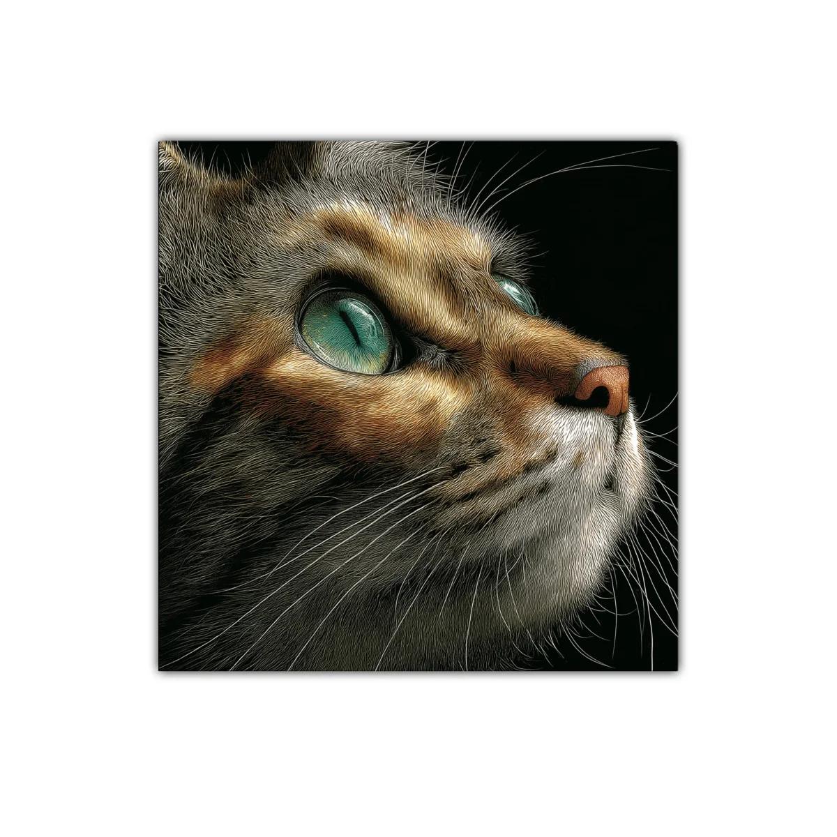 Retrato realista de gato con ojos verdes intensos — imagen principal