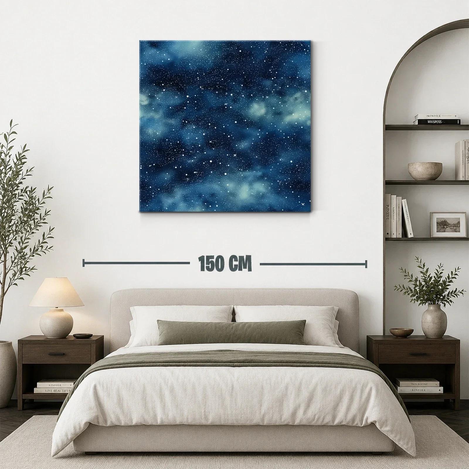Cuadro abstracto con cielo estrellado en tonos azules — miniatura 3