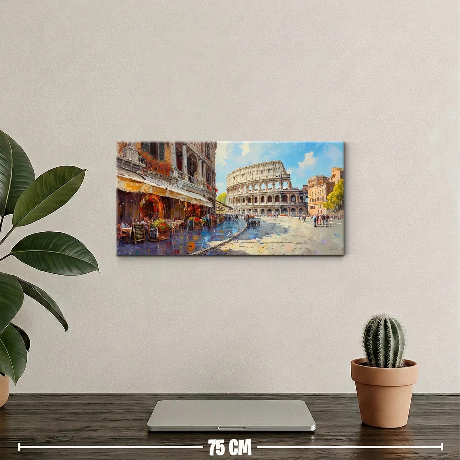 Cuadro Coliseo romano con terraza de café y flores — miniatura 2