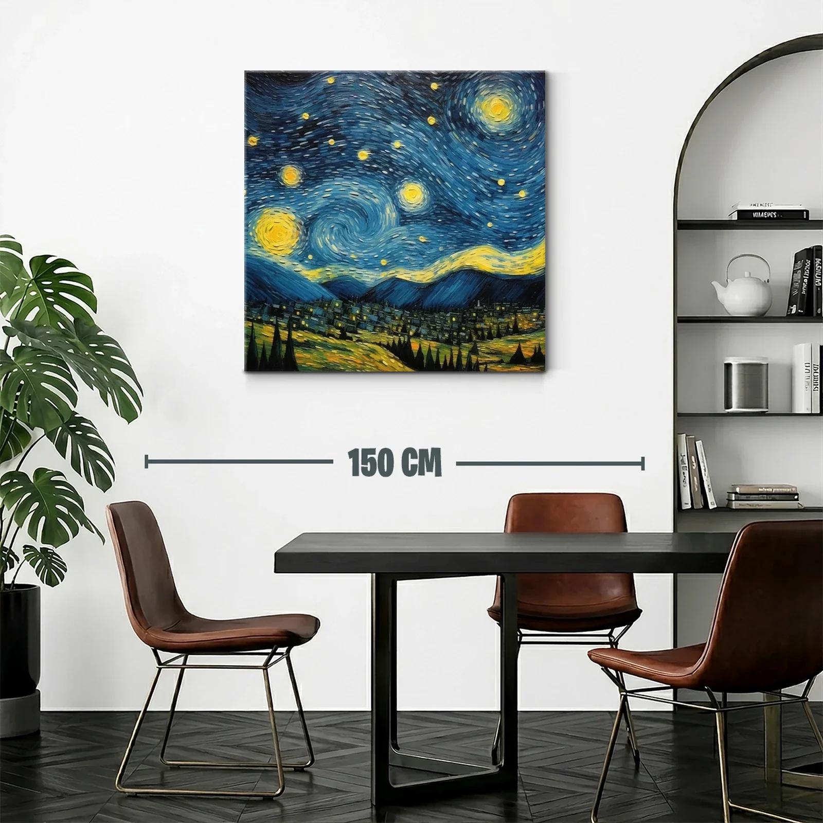 Cielo Nocturno Estrellado con Pueblo y Montañas — miniatura 2