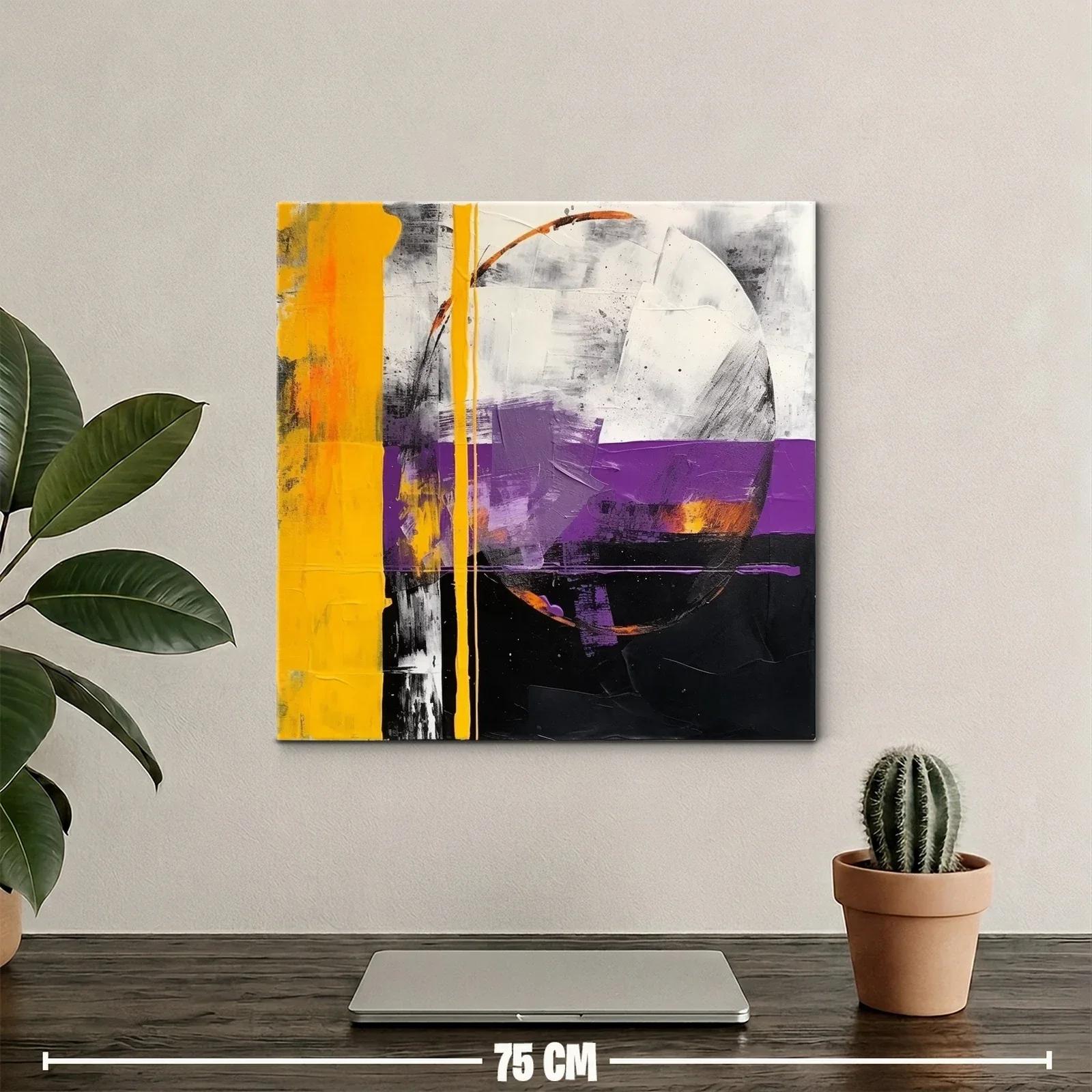 Cuadro abstracto con líneas vibrantes y formas circulares — miniatura 2