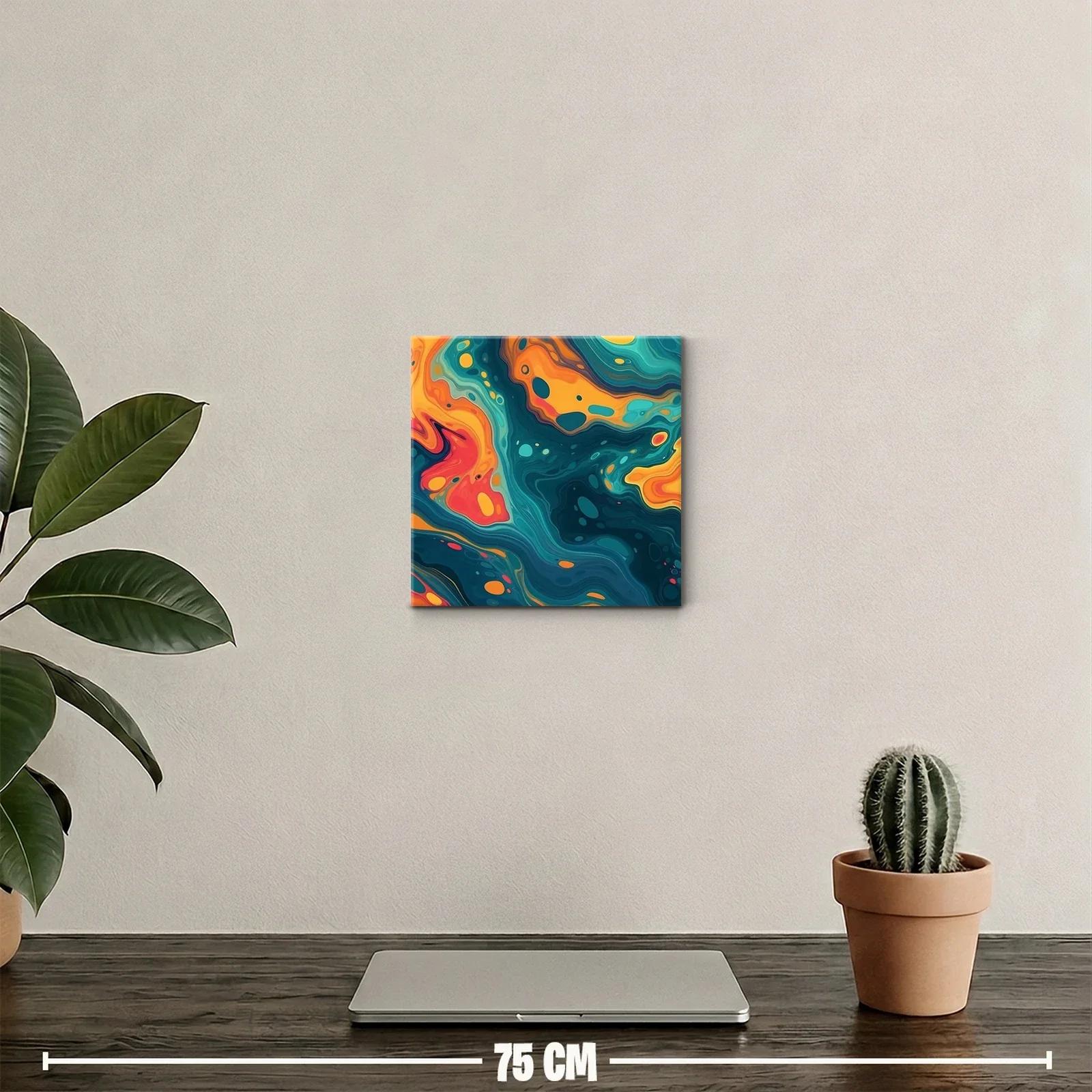Cuadro abstracto con vibrantes colores cálidos y fríos — miniatura 2