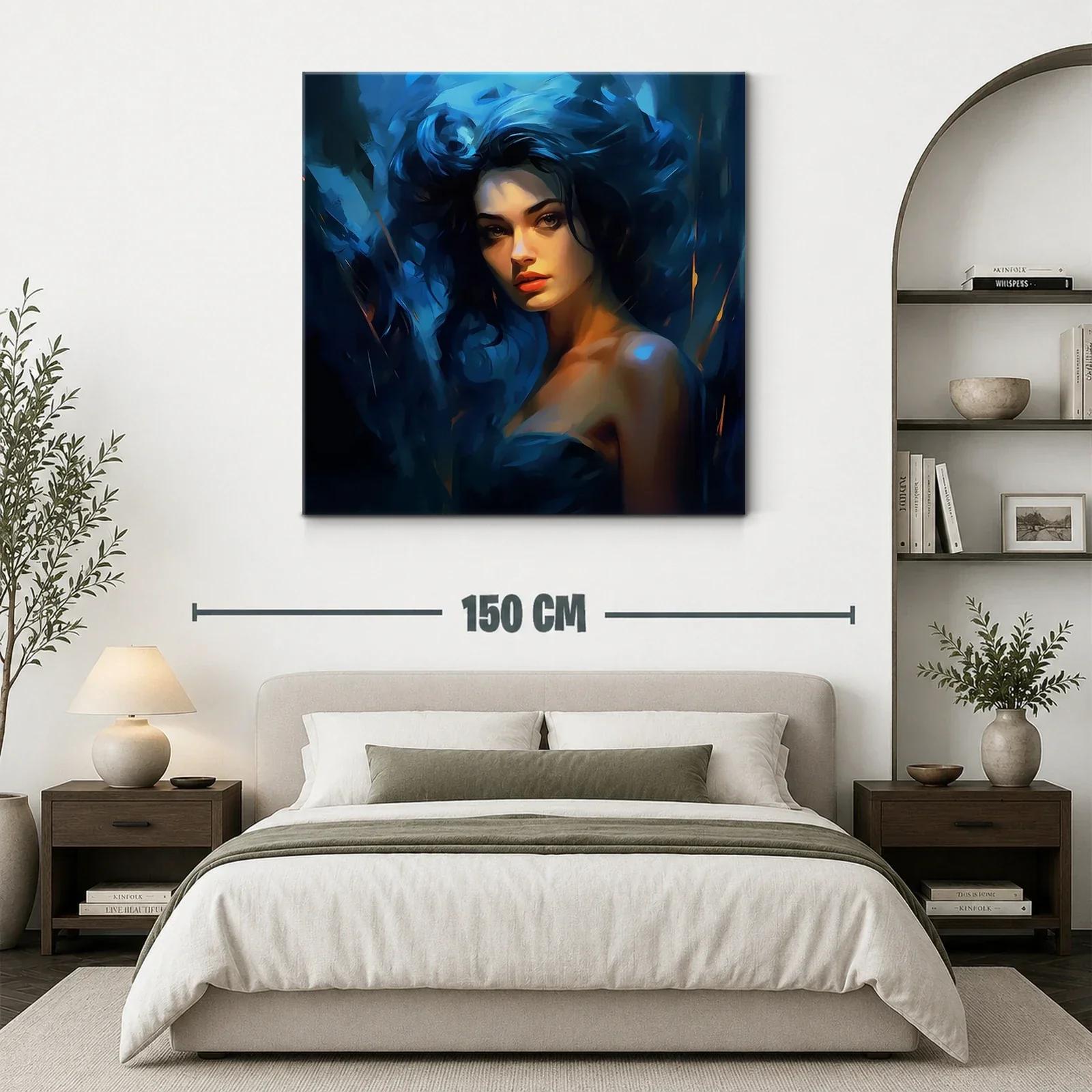 Retrato femenino con luces y sombras en tonos azules — miniatura 3