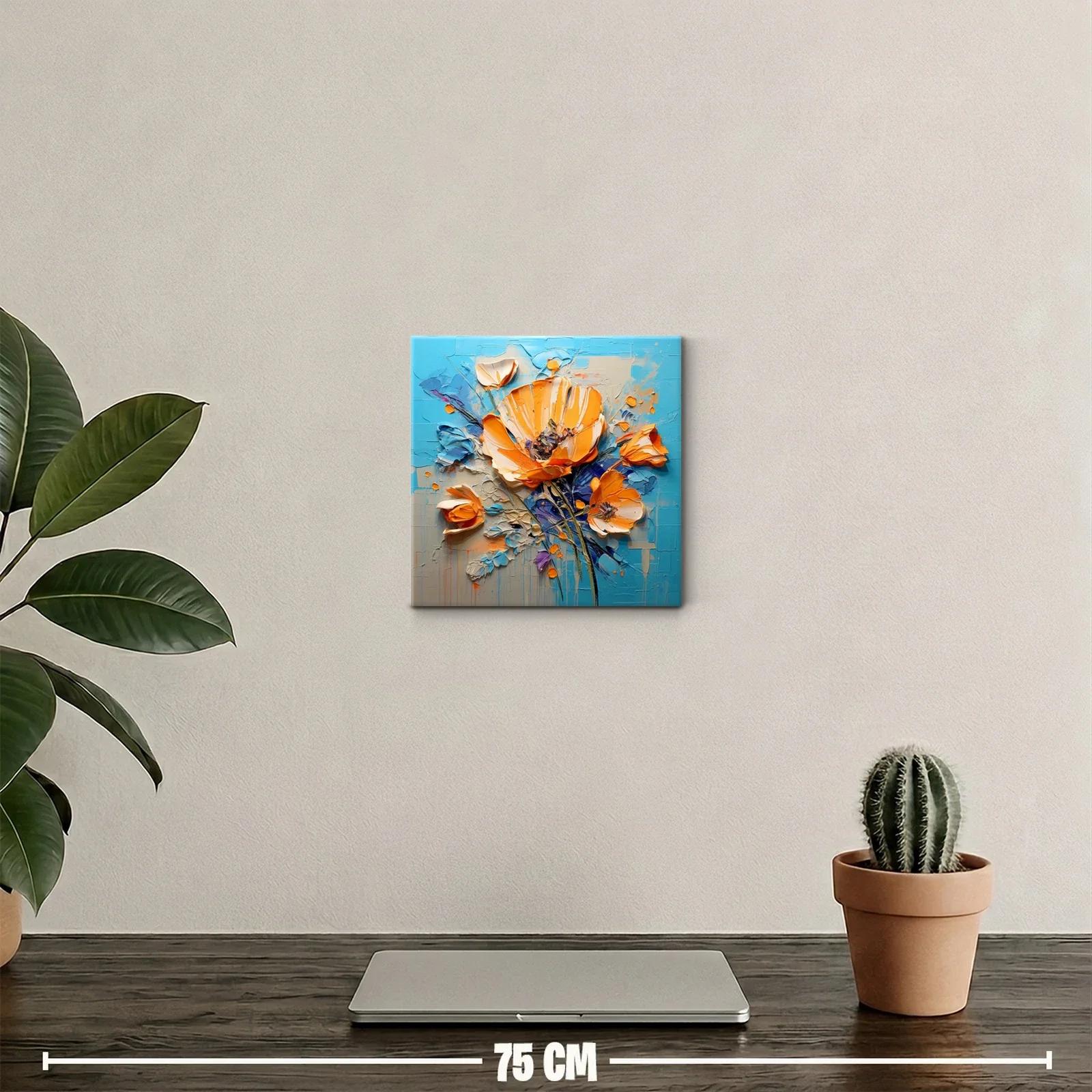 Composición floral vibrante con tonos naranjas y azules — miniatura 2
