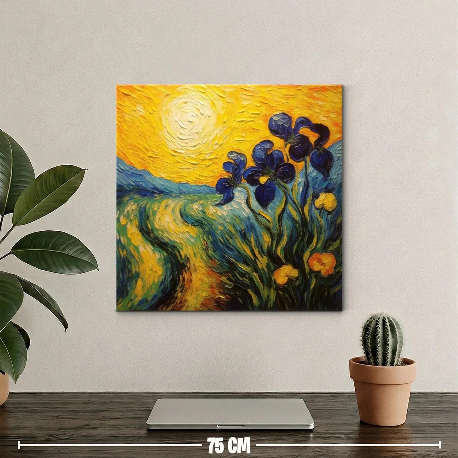 Cuadro vibrante con flores azules bajo el sol brillante — miniatura 2