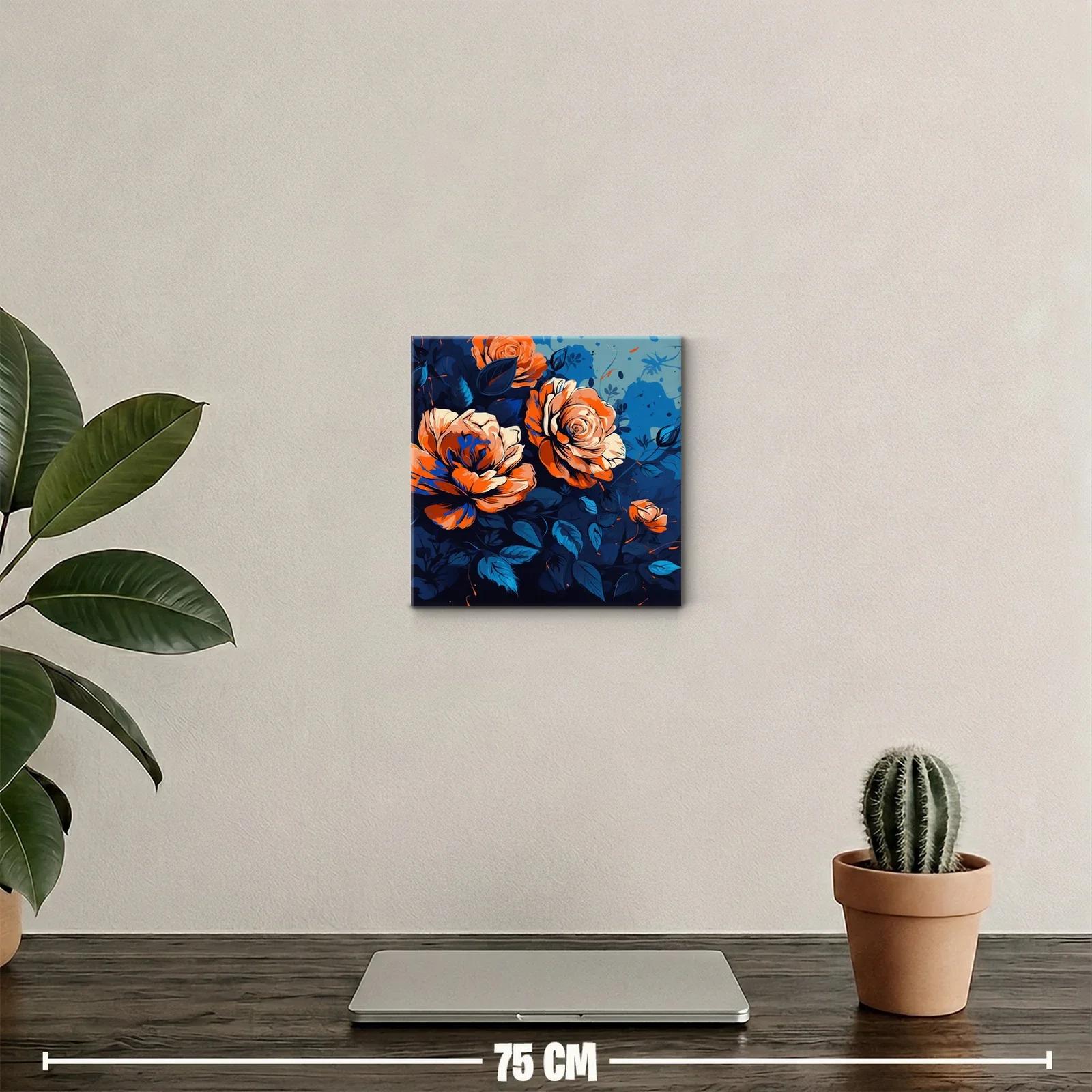 Cuadro decorativo con flores vibrantes y contrastes intensos — miniatura 2