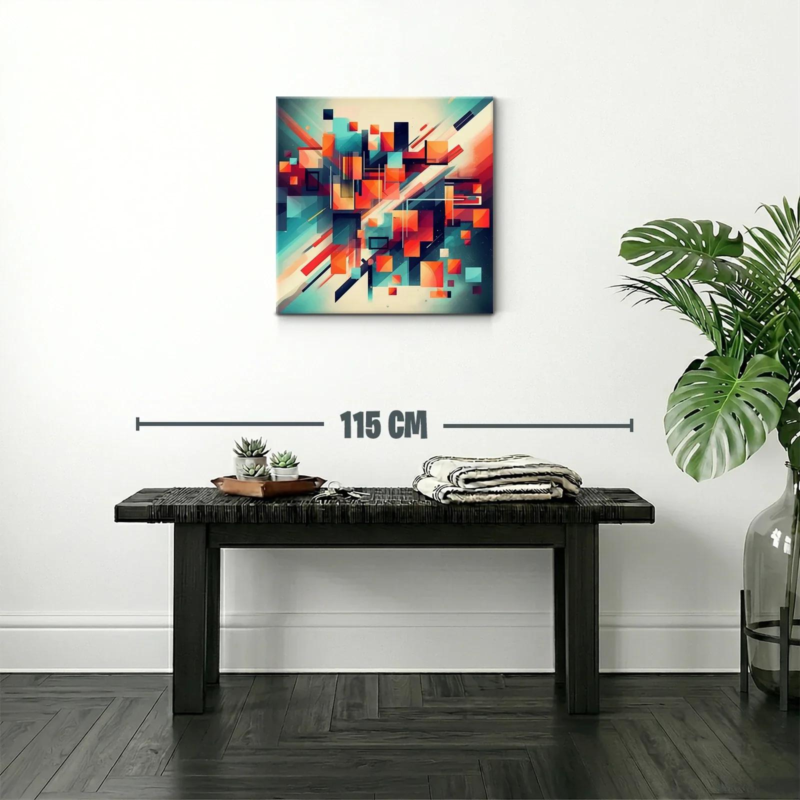 Composición abstracta vibrante con tonos cálidos y fríos — miniatura 2