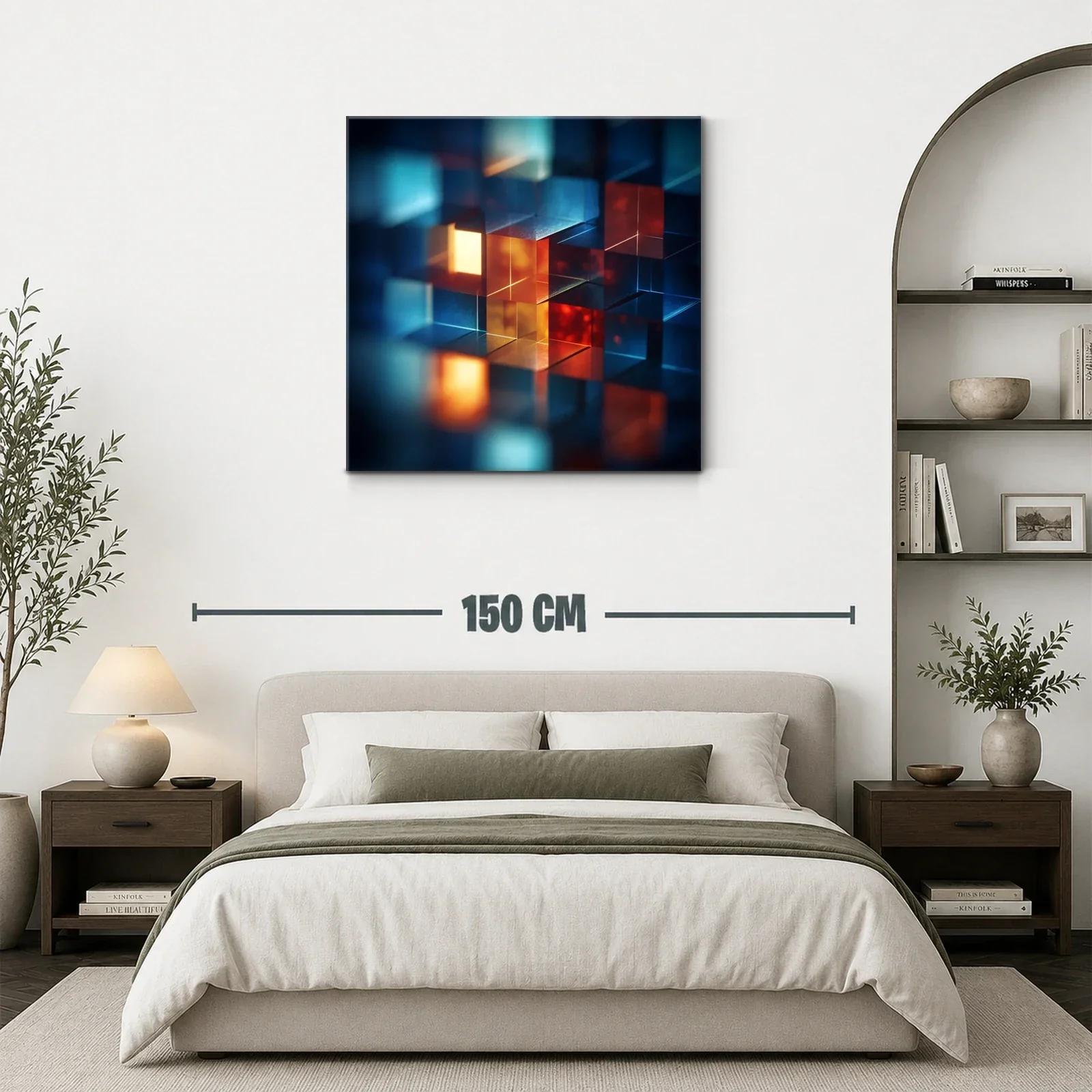 Composición abstracta de cubos iluminados en tonos cálidos y fríos — miniatura 3
