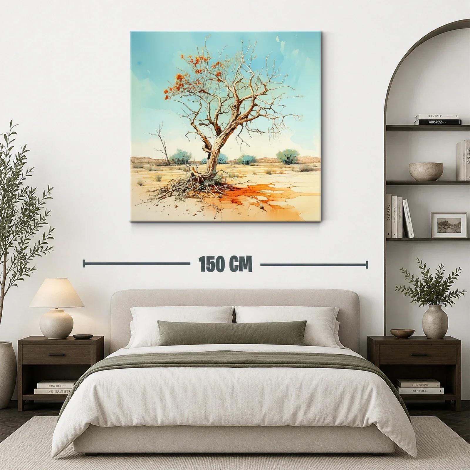 Árbol Seco con Flores Naranjas en Paisaje Árido — miniatura 3