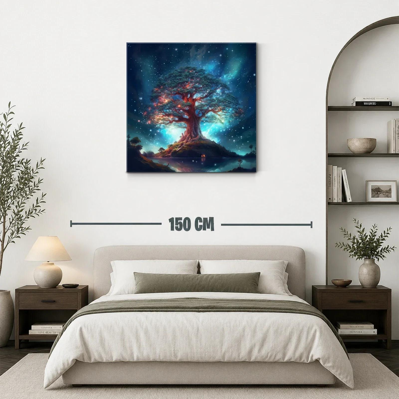 Árbol mágico iluminado bajo un cielo estrellado de fantasía — miniatura 3