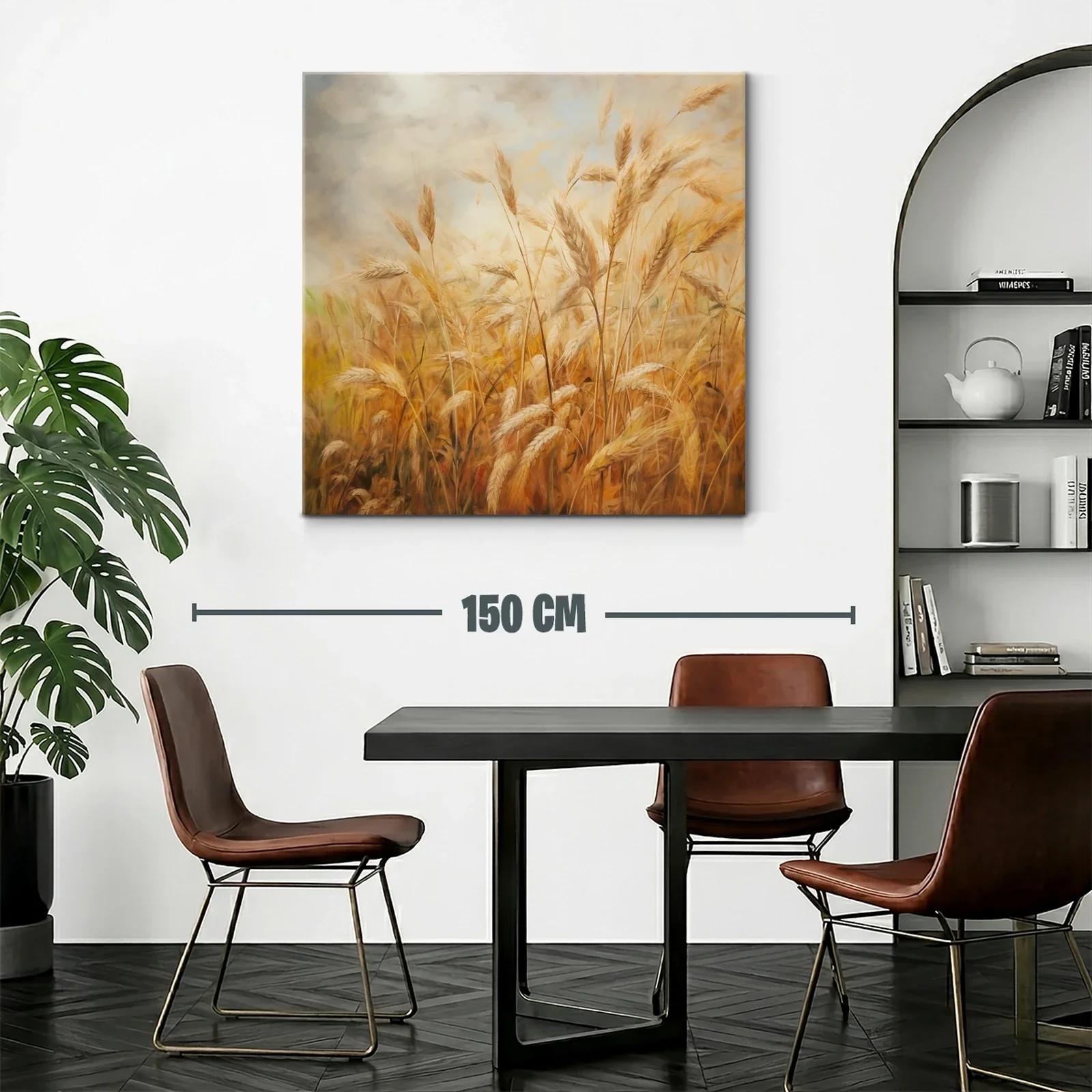 Campo de trigo dorado bajo cielo nublado tranquilo — miniatura 2