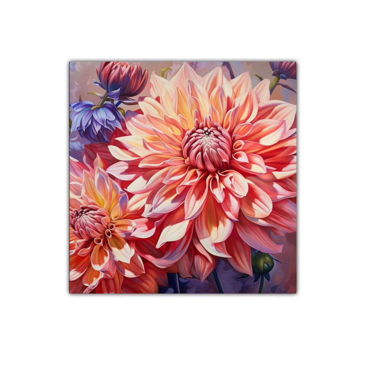 Cuadro floral vibrante con grandes flores coloridas