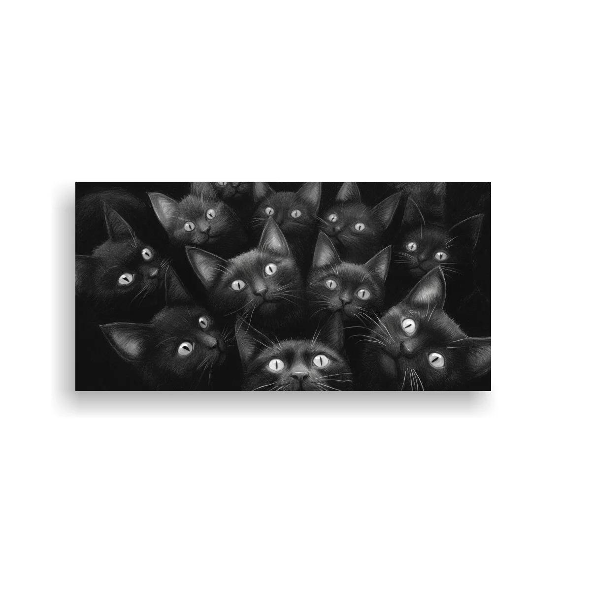 Cuadro grupo de gatos negros con ojos brillantes — imagen principal