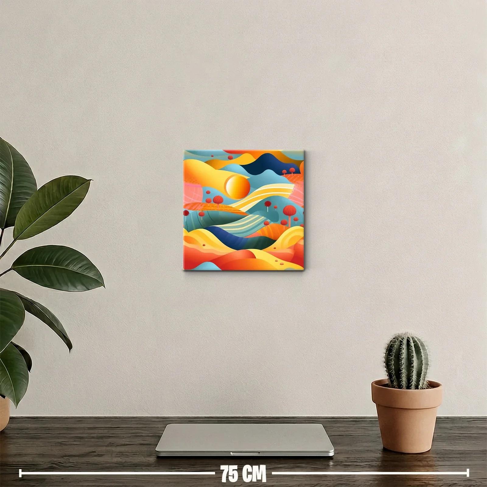 Paisaje abstracto en ondas cálidas y tonos vibrantes — miniatura 2