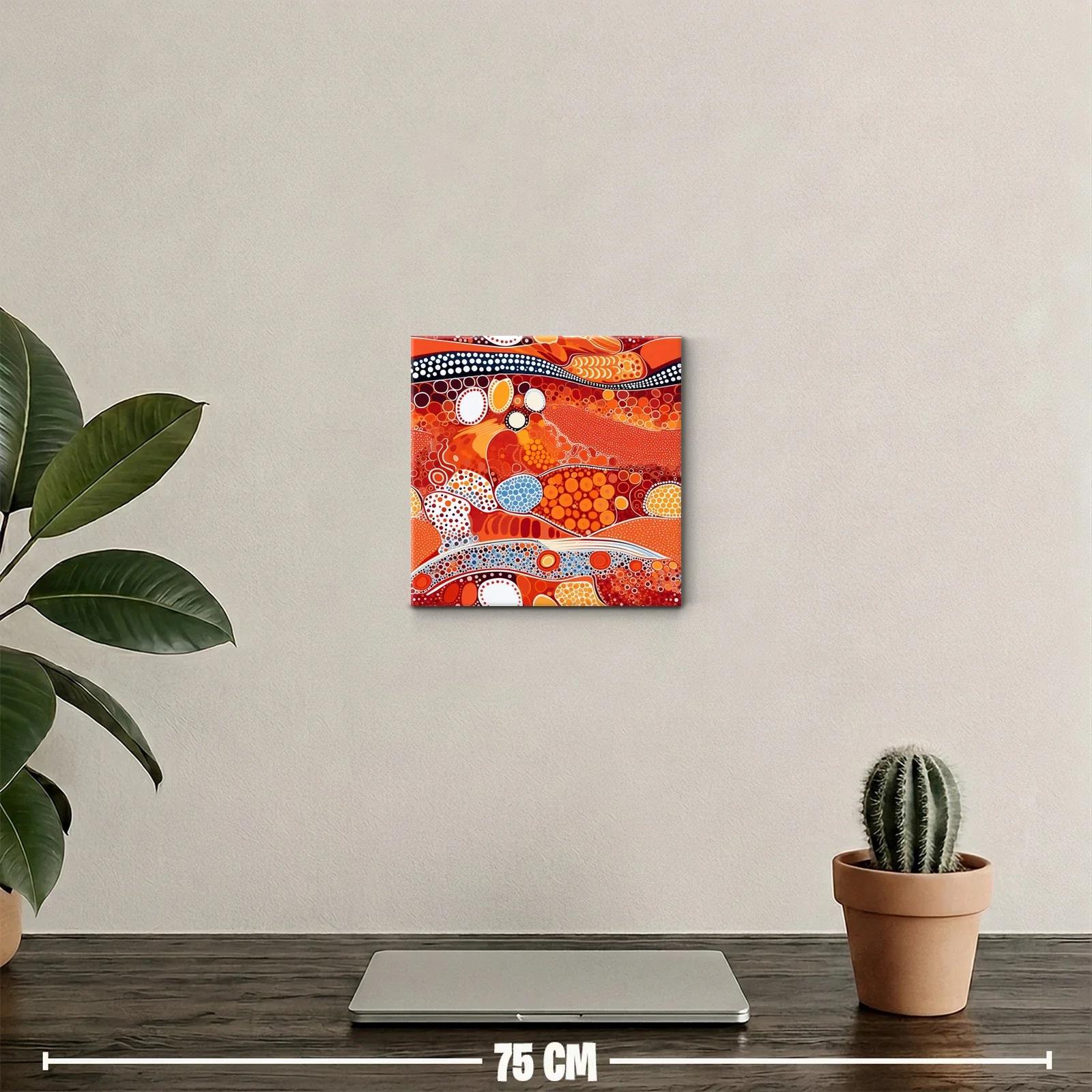 Cuadro decorativo abstracto con formas circulares en tonos cálidos — miniatura 2