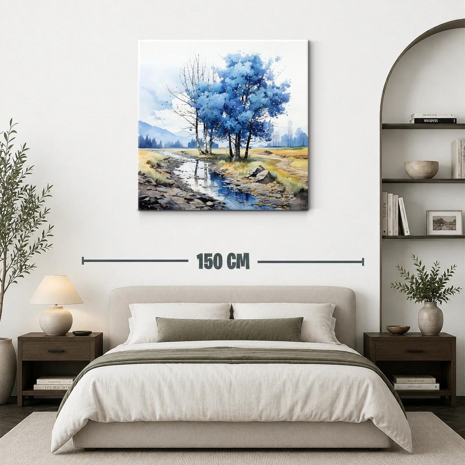 Paisaje sereno con árboles azules junto al riachuelo — miniatura 3