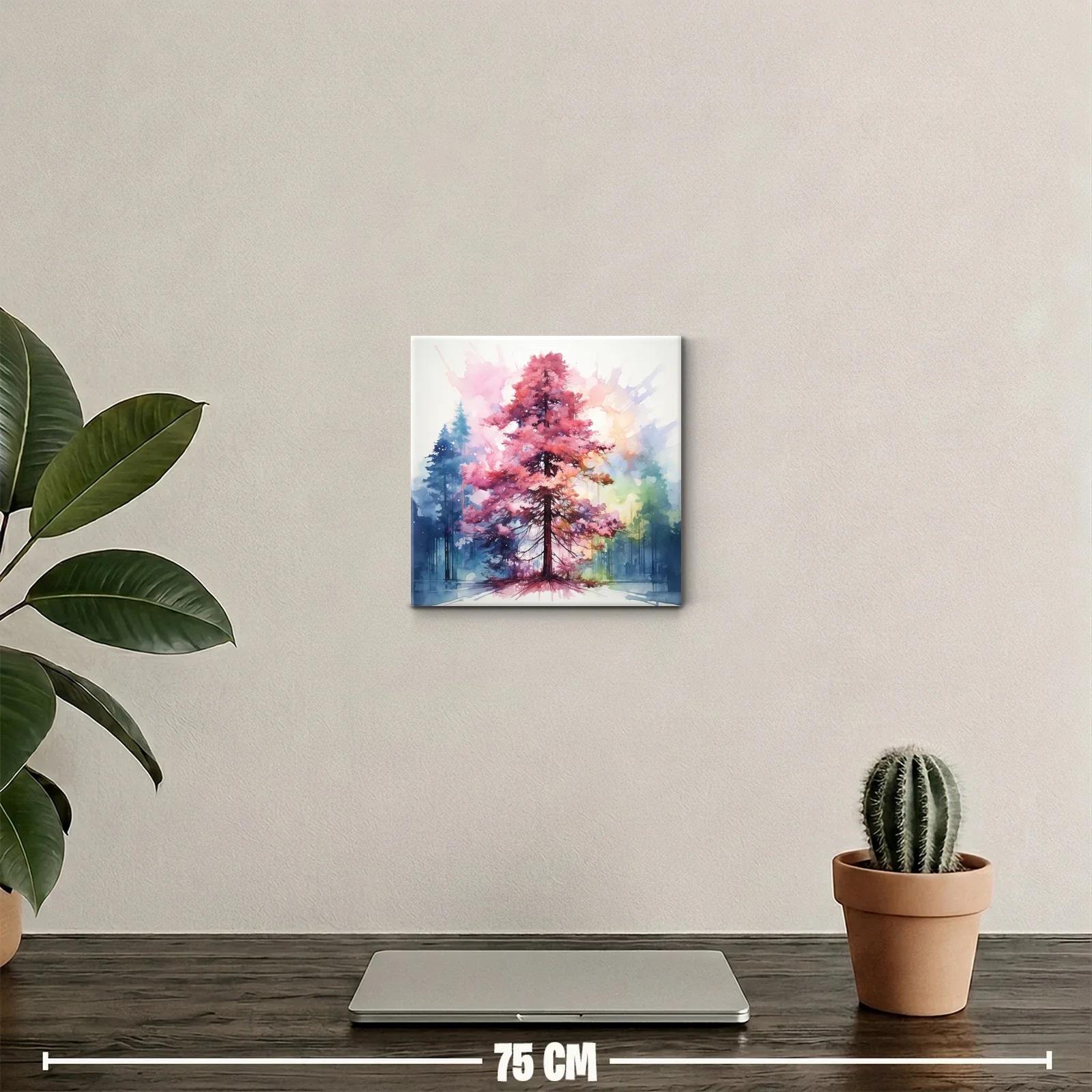 Árbol en tonos vibrantes con fondo nebuloso colorido — miniatura 2
