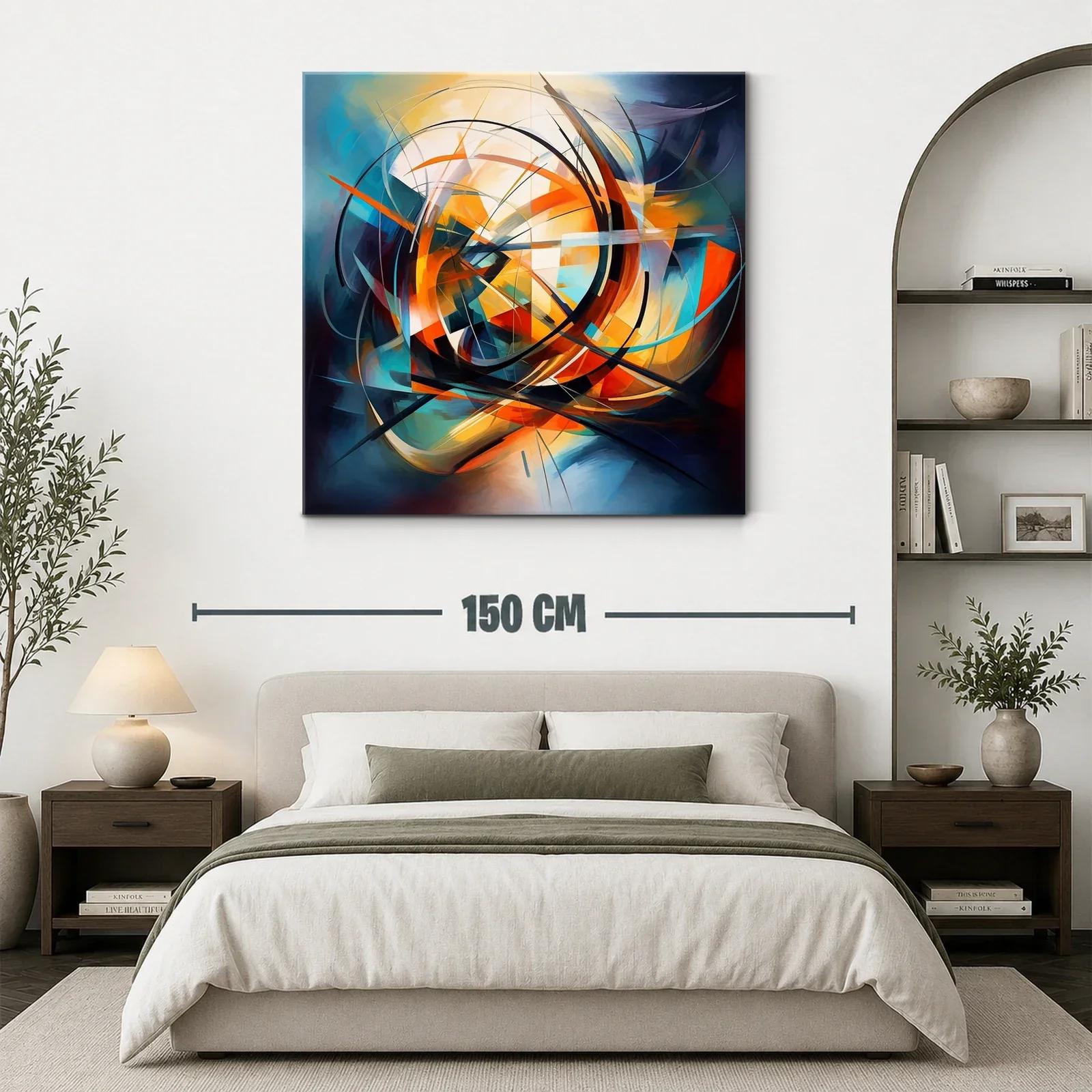 Cuadro abstracto con dinámicas formas y vibrante energía — miniatura 3