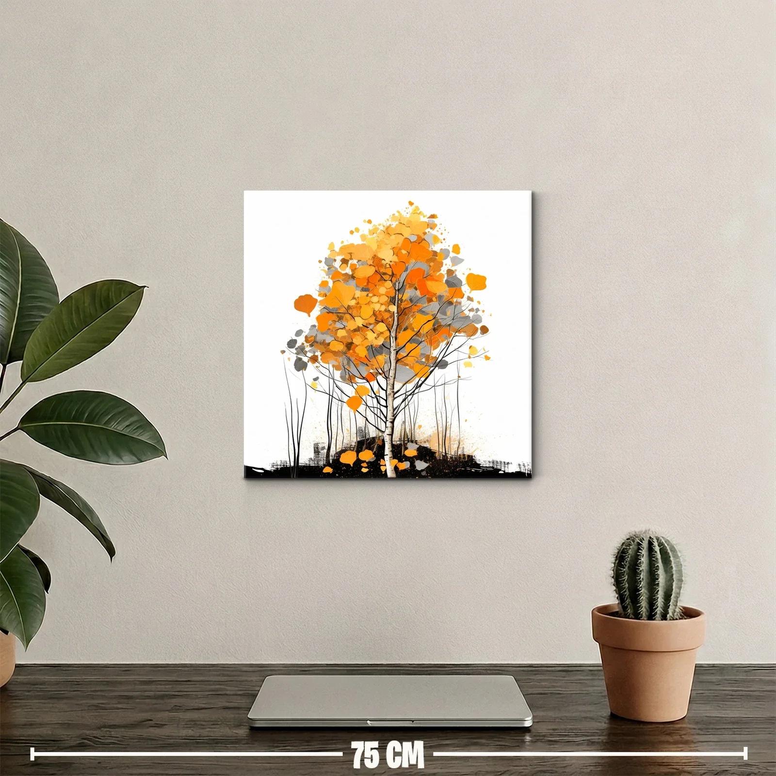 Árbol de otoño con hojas en tonos naranjas y grises — miniatura 2