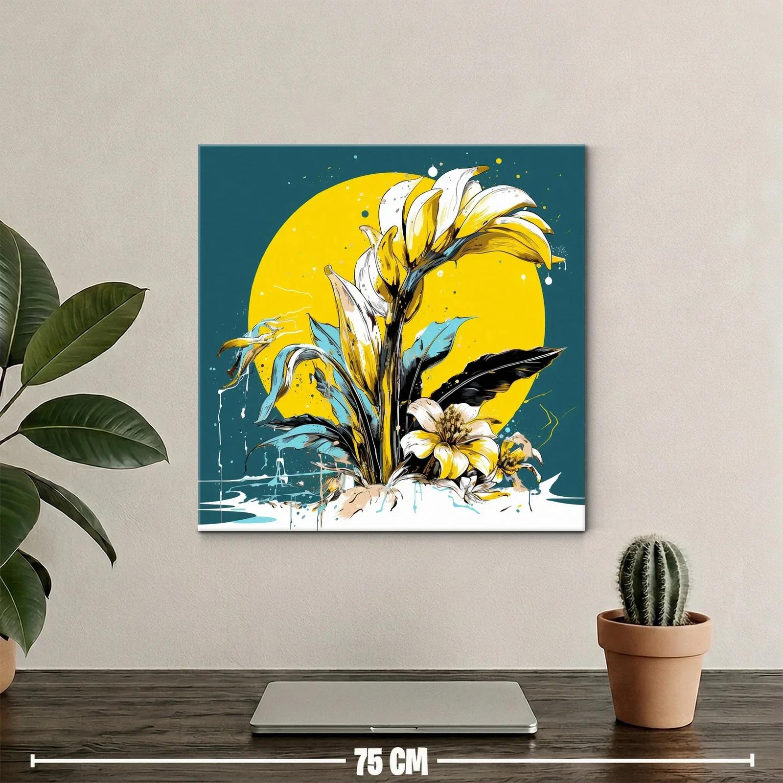Composición floral vibrante con tonos amarillos y azules — miniatura 2