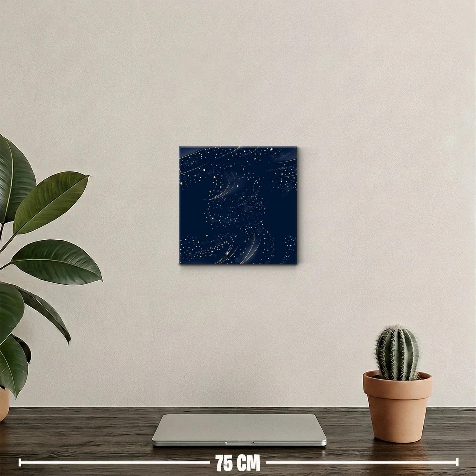 Cuadro galaxia estrellada con tonos azul y dorado — miniatura 2