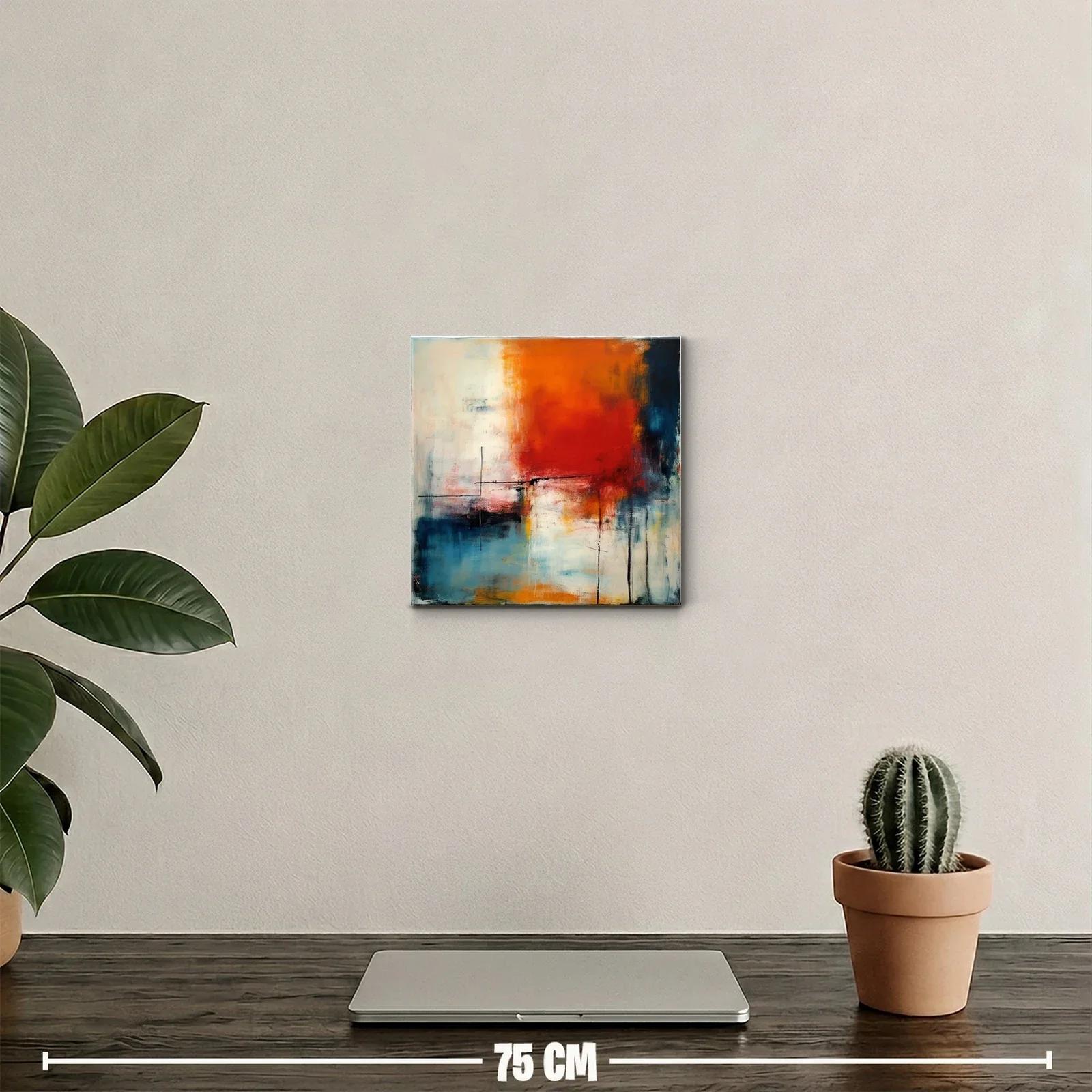 Cuadro abstracto con vibrantes tonos cálidos y fríos equilibrados — miniatura 2