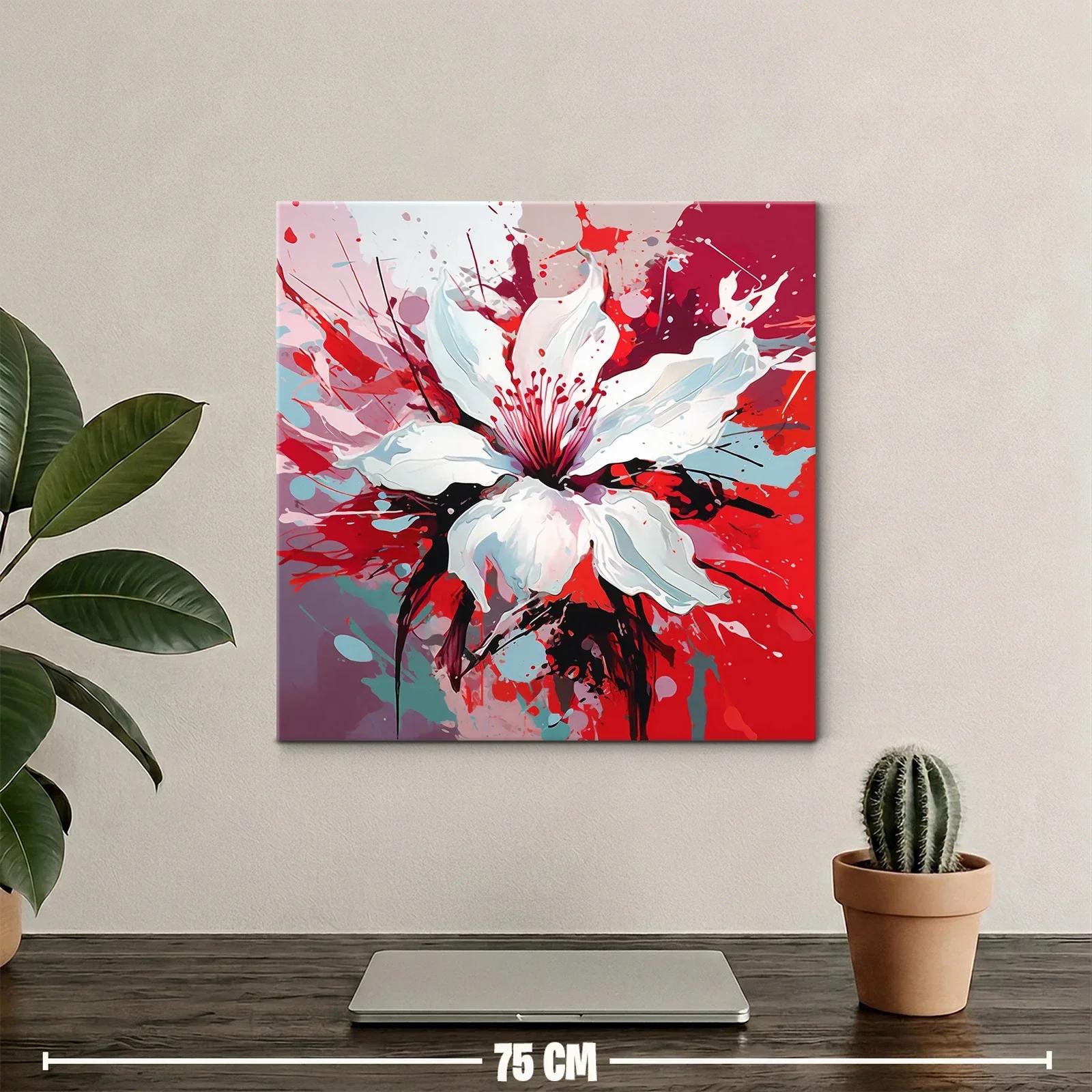 Explosión artística de flor blanca vibrante en tonos rojos — miniatura 2