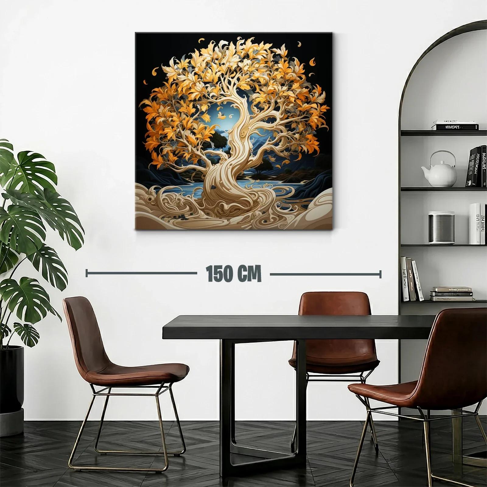 Árbol dorado en paisaje onírico con detalles fluidos — miniatura 2