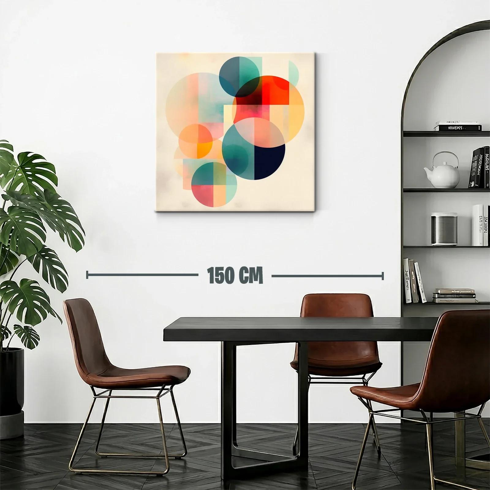 Composición abstracta con círculos en tonos cálidos y fríos — miniatura 2