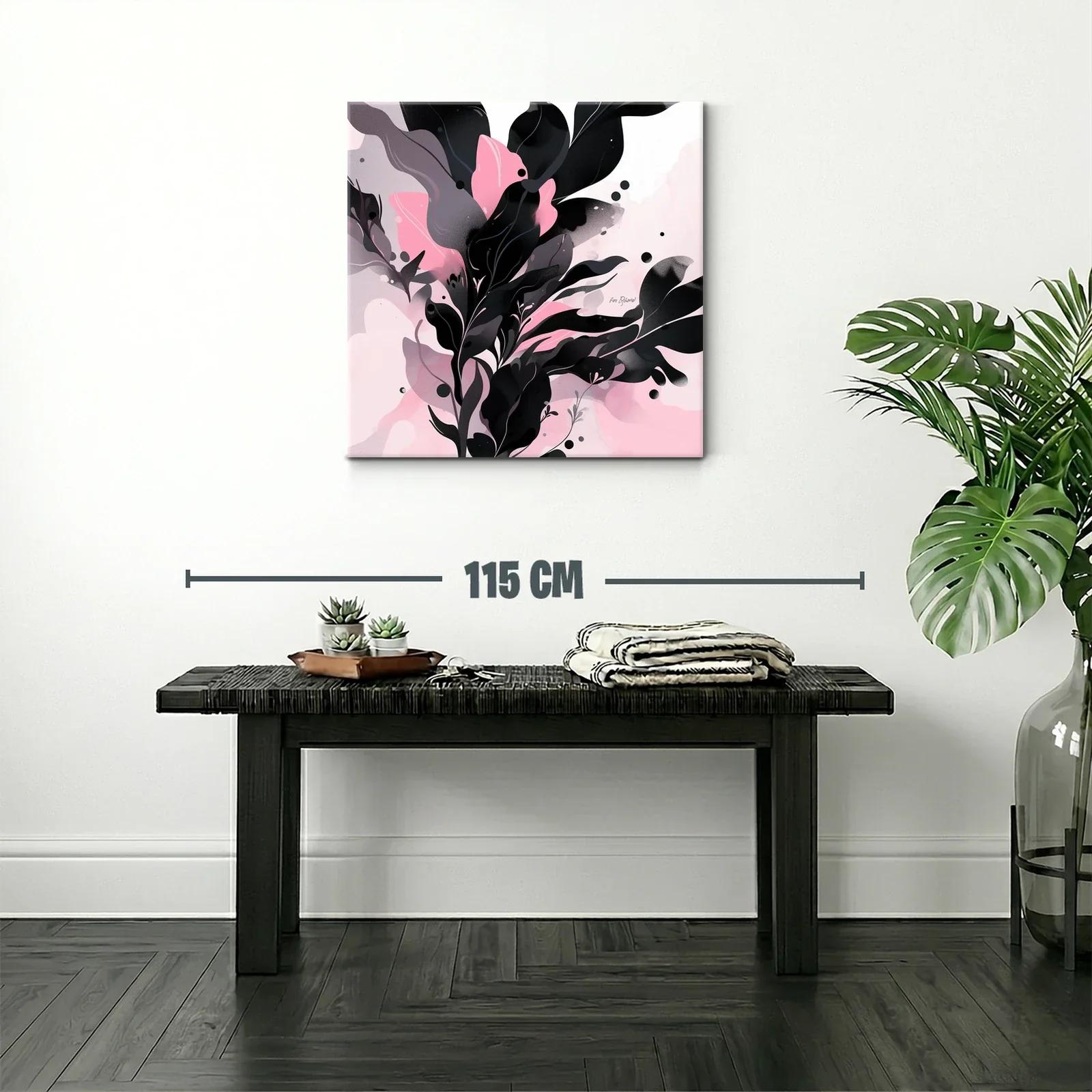 Composición abstracta de hojas en tonos rosas y negros — miniatura 2