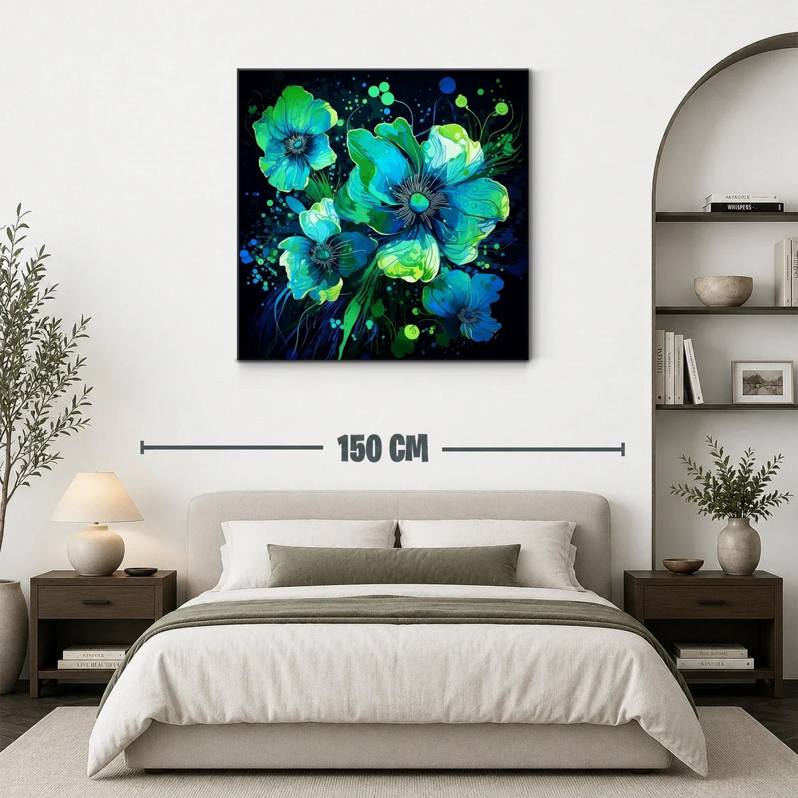 Flores vibrantes en tonos azules y verdes intensos — miniatura 3