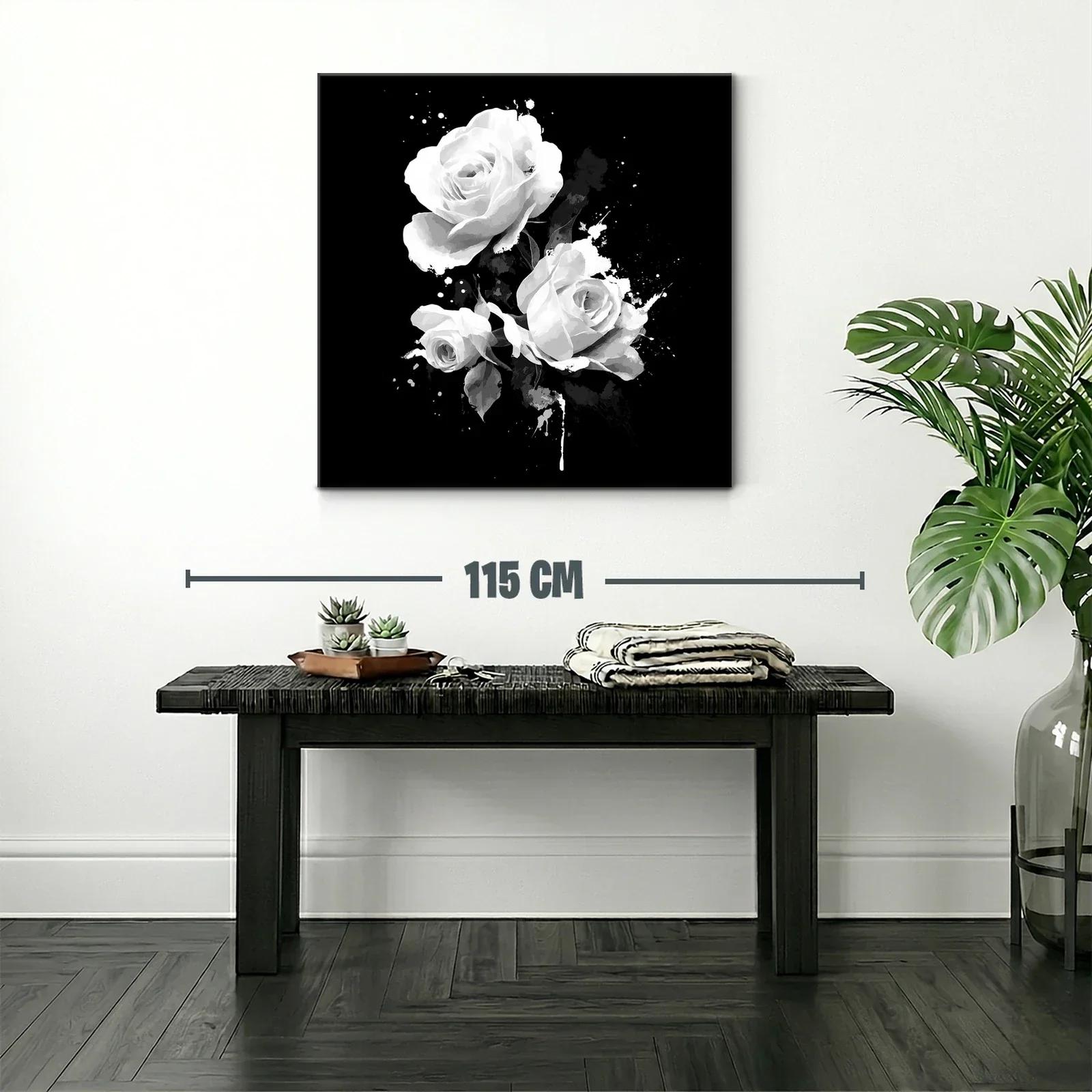 Elegancia floral en rosas blancas sobre fondo negro — miniatura 2