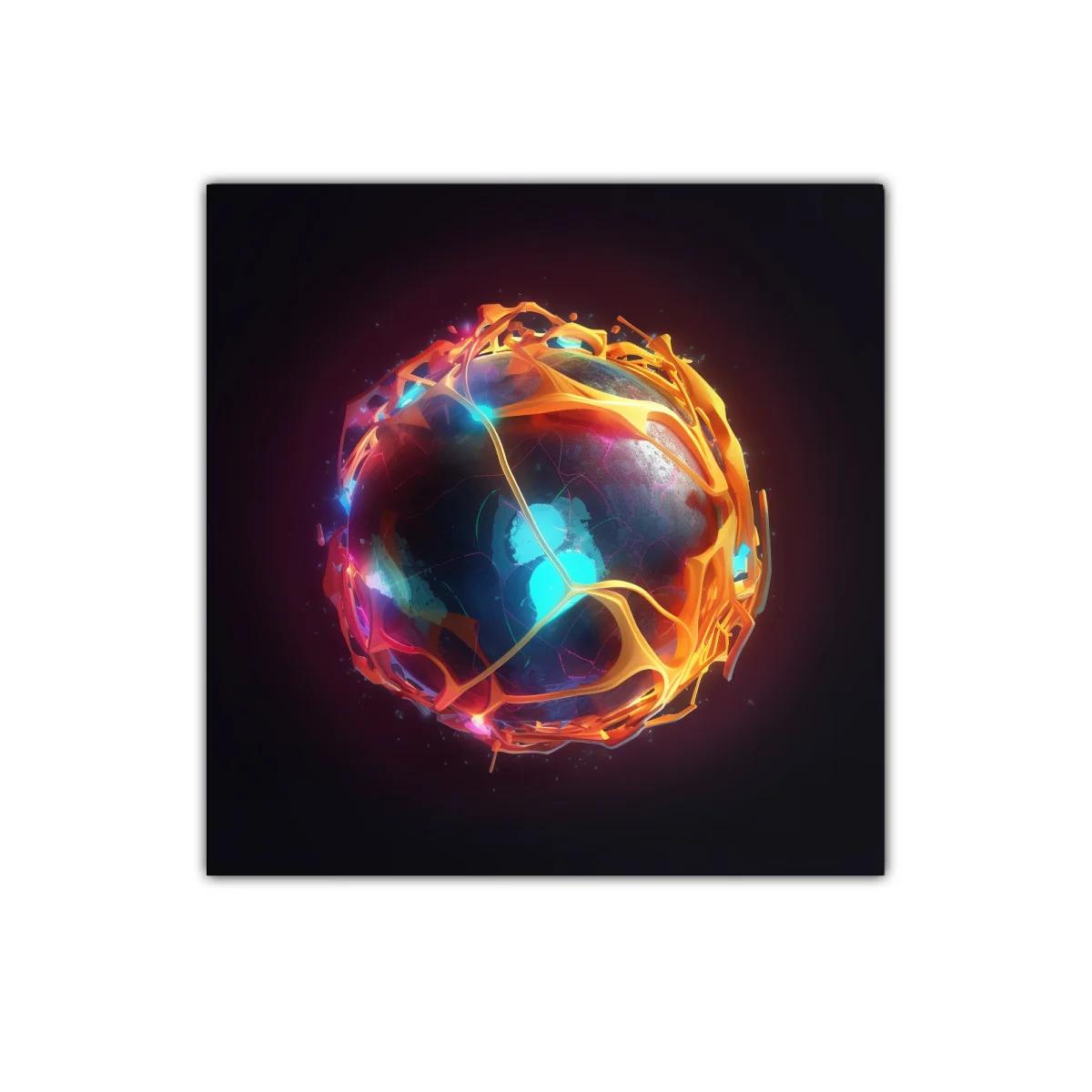 Esfera luminosa con patrones abstractos y energía vibrante