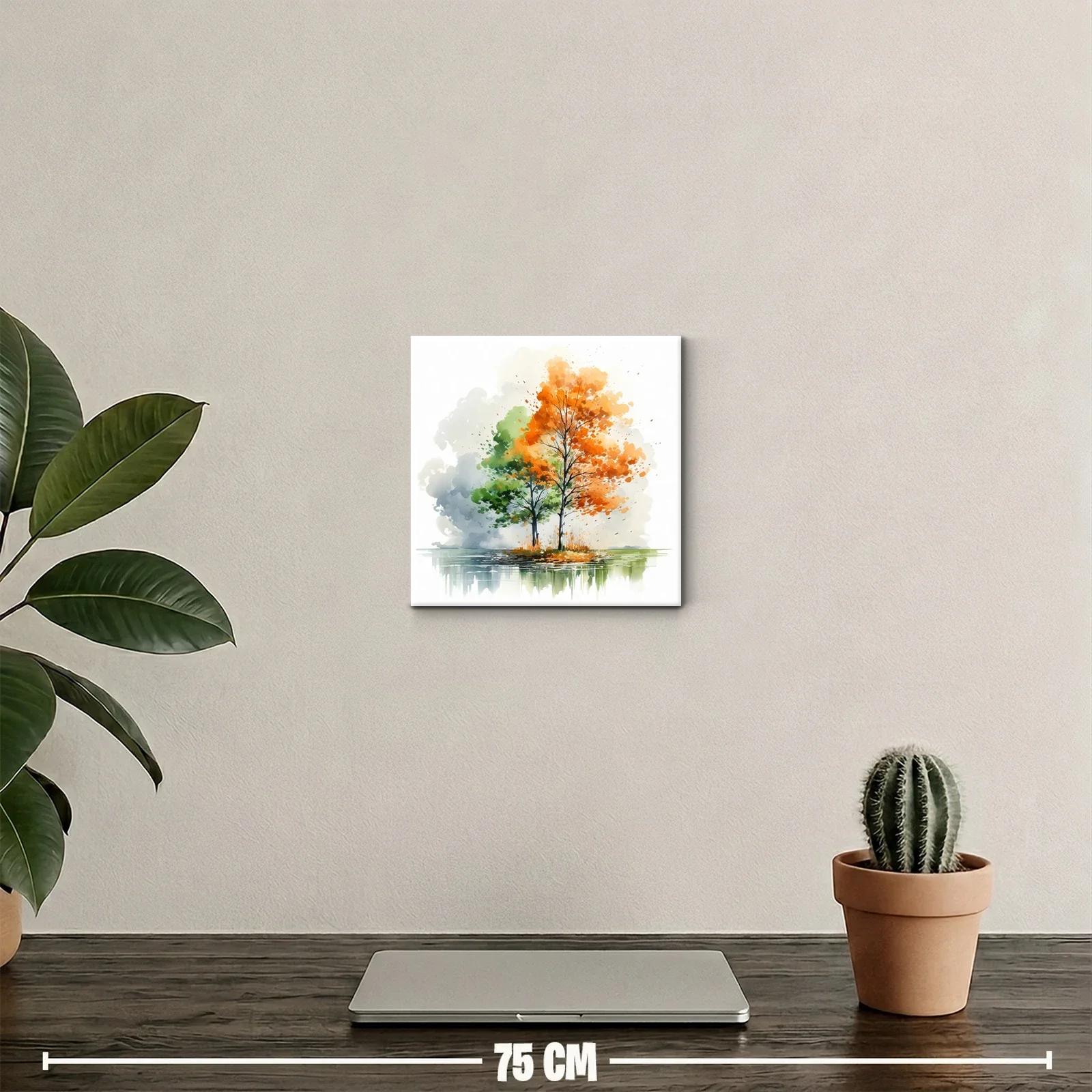 Árboles en otoño con reflejo sereno y colores vibrantes — miniatura 2