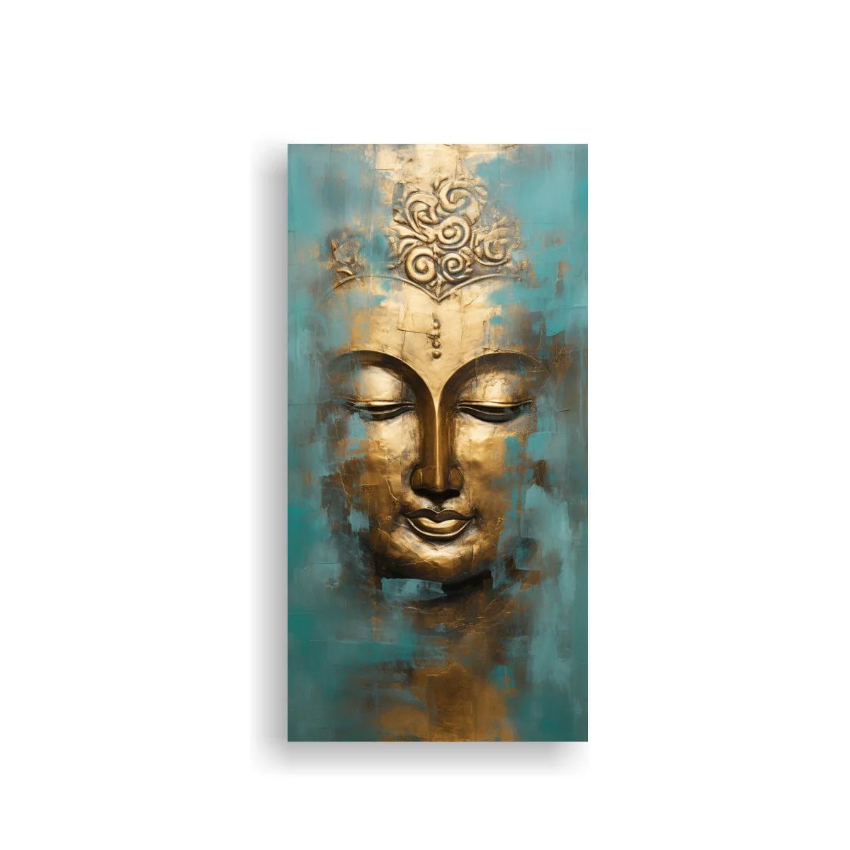 Cuadro rostro de Buda con adorno ornamental dorado