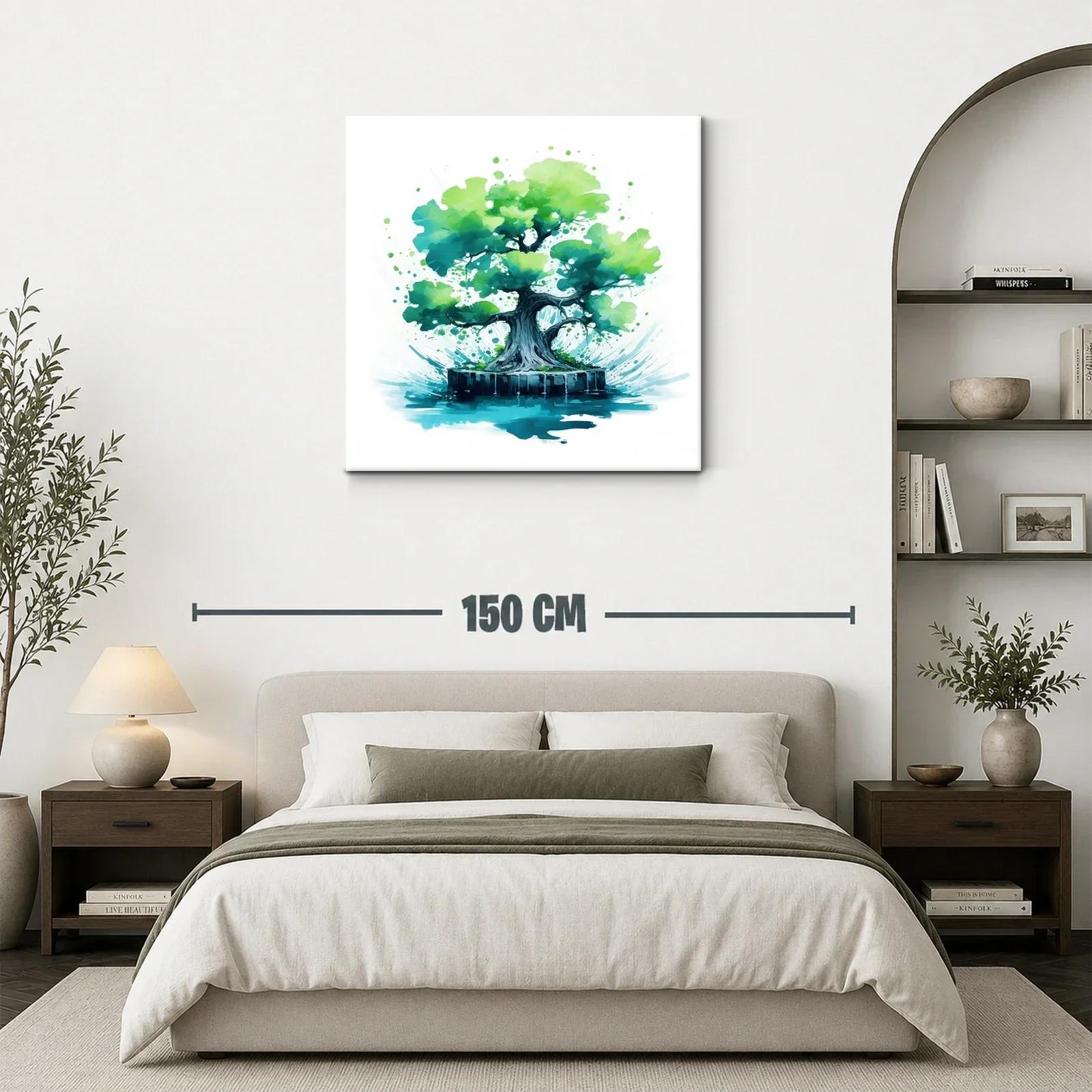 Cuadro árbol verde con efecto acuarela vibrante — miniatura 3