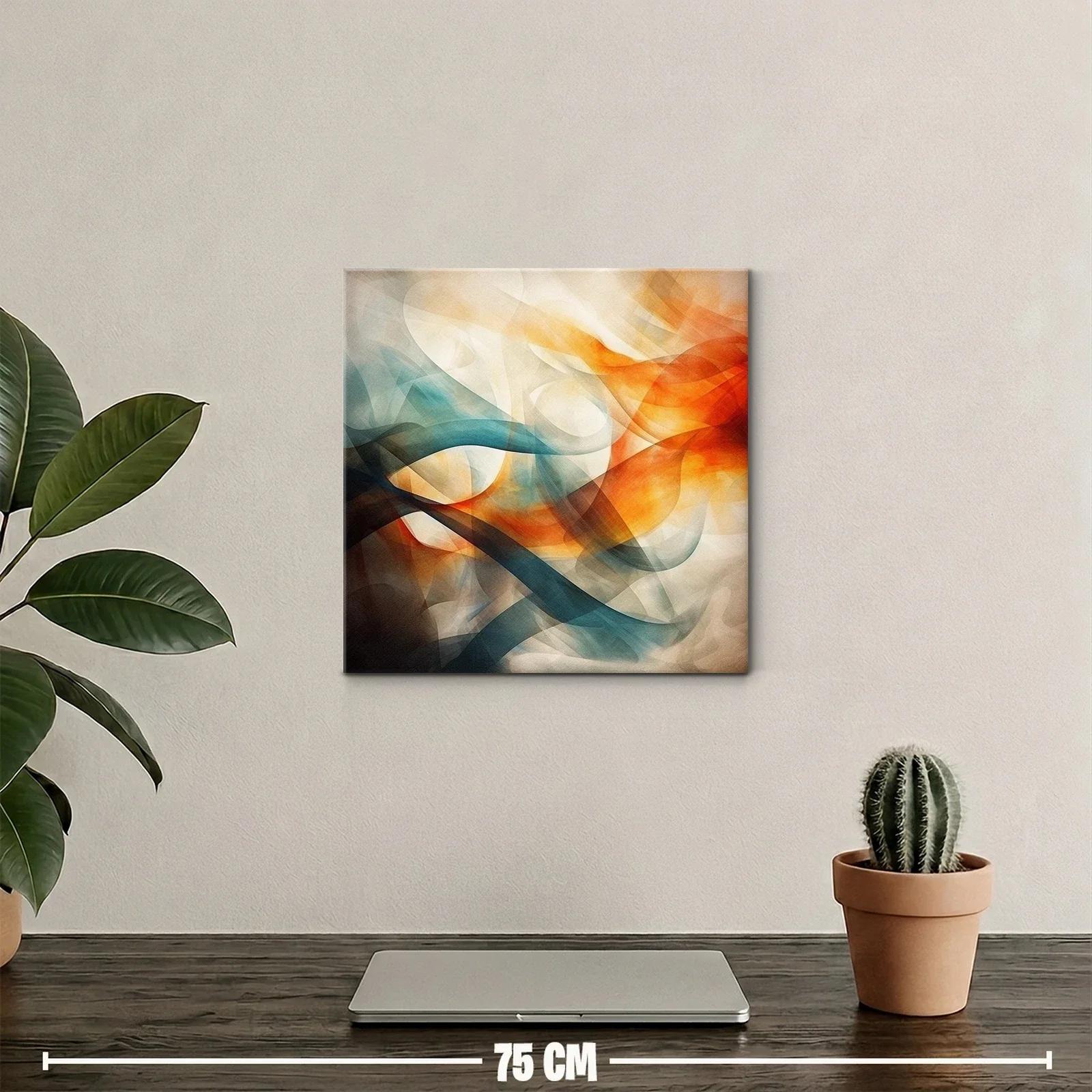 Composición abstracta con tonos cálidos y fríos fluidos — miniatura 2